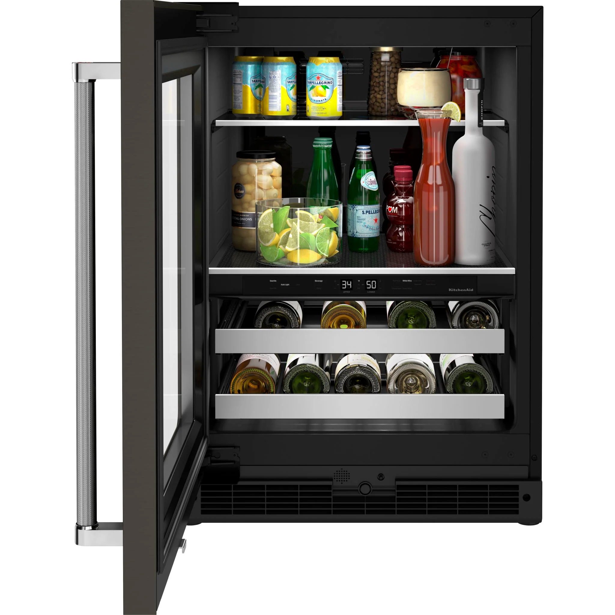 KitchenAid 24" Beverage Center with Glass Door and Metal-Front Racks and PrintShield Finish - Black Stainless Steel with PrintShield™ Finish (KUBL314KBS) - Image 5