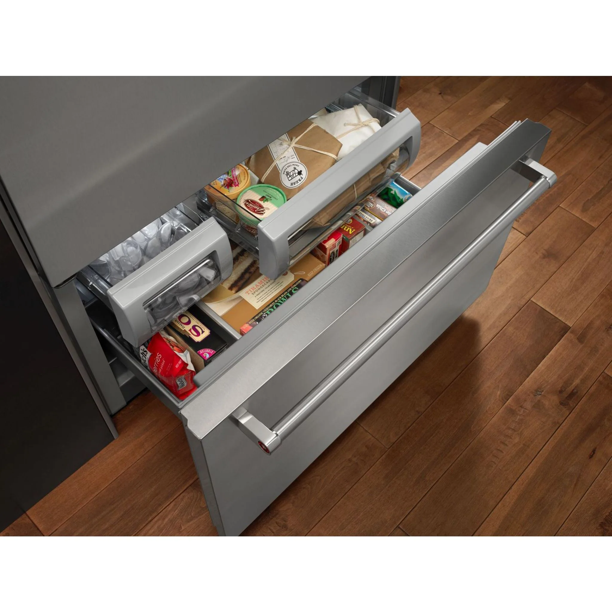 KitchenAid 20.9 cu.ft. 36" Width Built-In Stainless Bottom Mount Refrigerator with Platinum Interior Design - Stainless Steel (KBBL306ESS) - Image 8