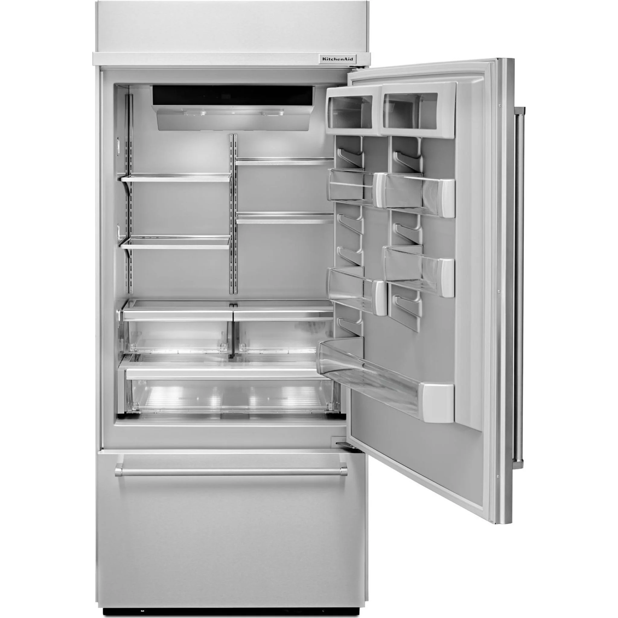 KitchenAid 20.9 cu.ft. 36" Width Built-In Stainless Bottom Mount Refrigerator with Platinum Interior Design - Stainless Steel (KBBR306ESS) - Image 10