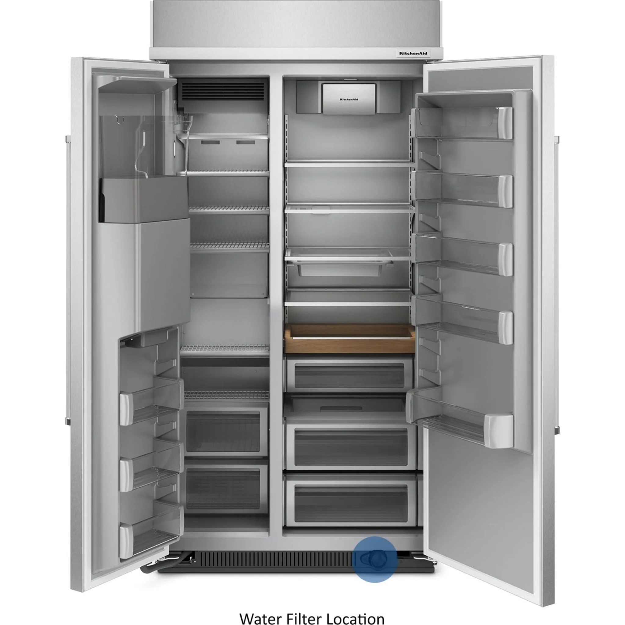 KitchenAid 25.1 cu.ft. 42" Built-In Side-by-Side Refrigerator with Ice and Water Dispenser - Stainless Steel with PrintShield™ Finish (KBSD702MPS) - Image 2