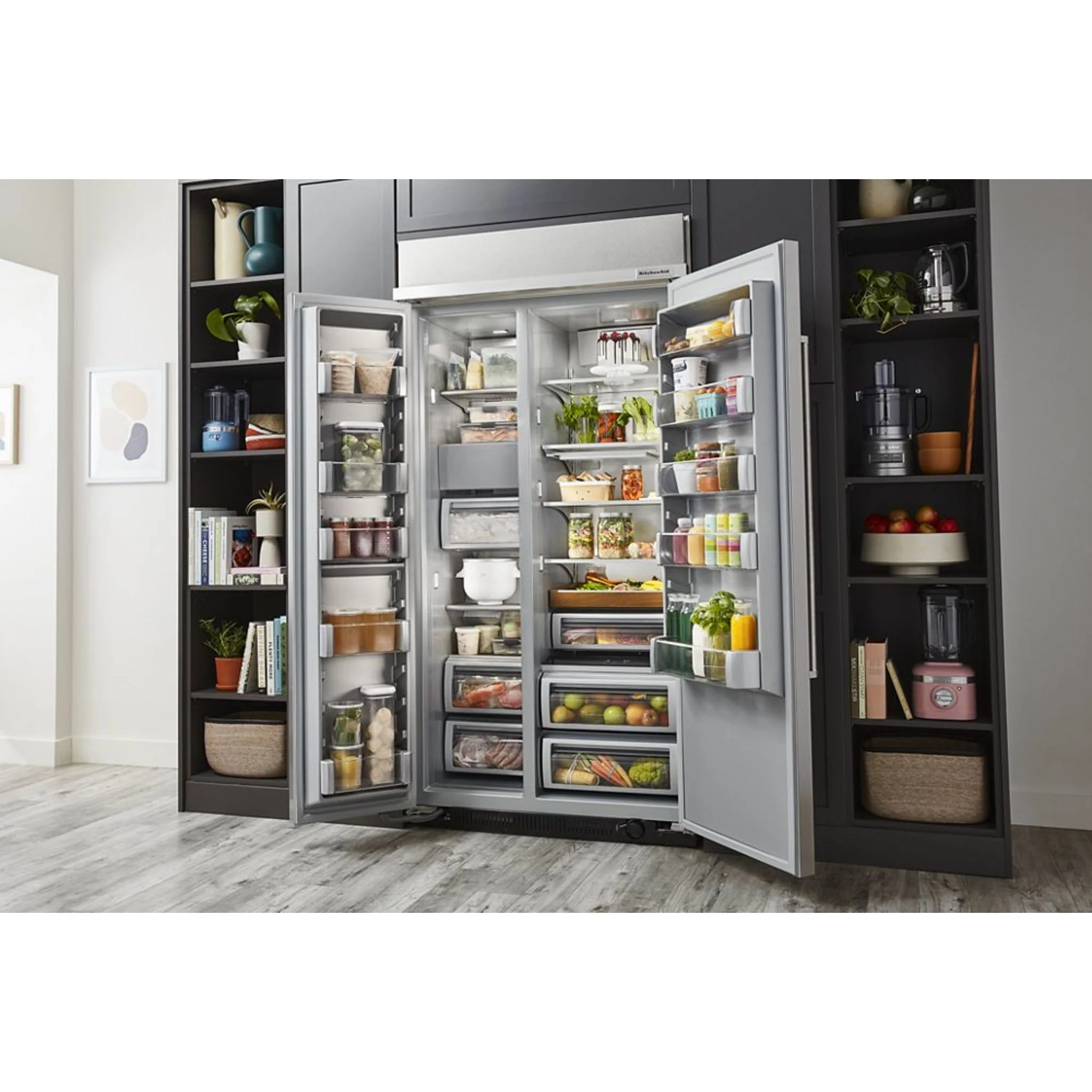KitchenAid 20.8 cu.ft. 36" Built-In Side-by-Side Refrigerator with Ice and Water Dispenser - Stainless Steel with PrintShield™ Finish (KBSD706MPS) - Image 9
