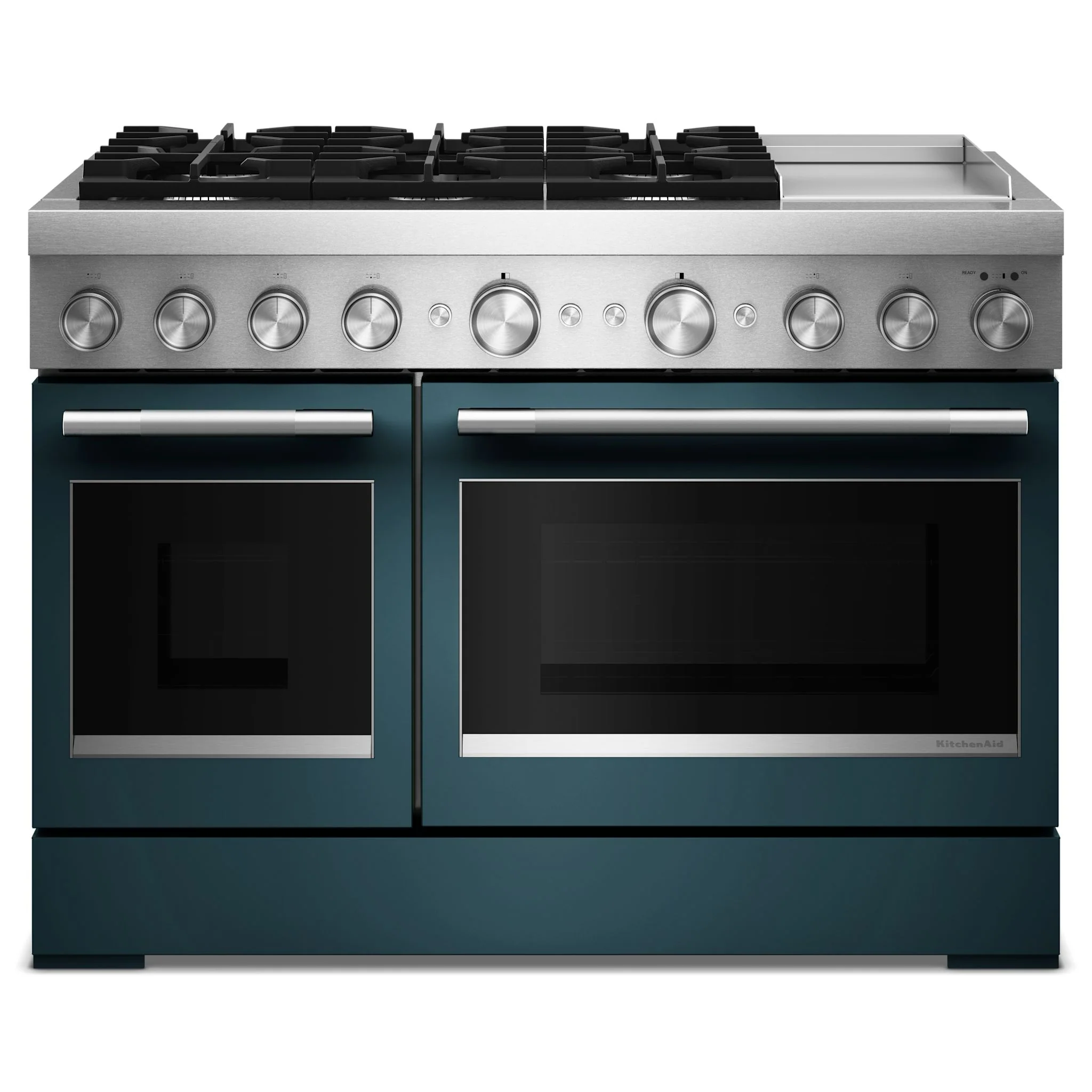 KitchenAid 48-Inch 6 Burner Commercial-Style Dual Fuel Range with Griddle -Agave (KFDD948SAG)
