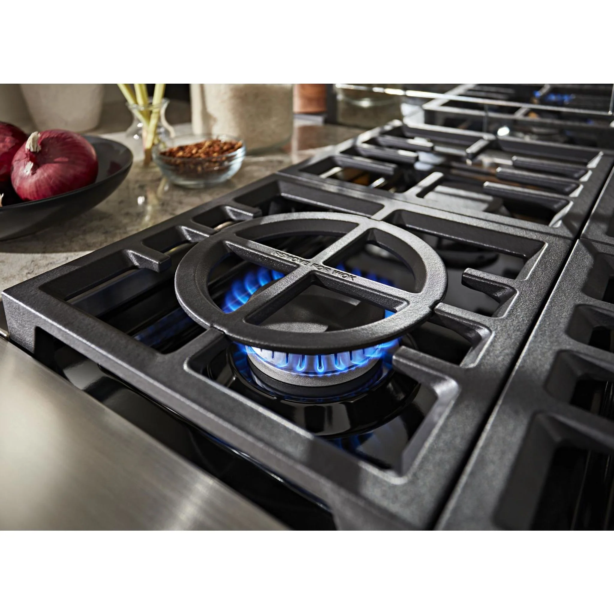 KitchenAid 36'' Smart Commercial-Style Dual Fuel Range with 6 Burners - Passion Red (KFDC506JPA) - Image 4
