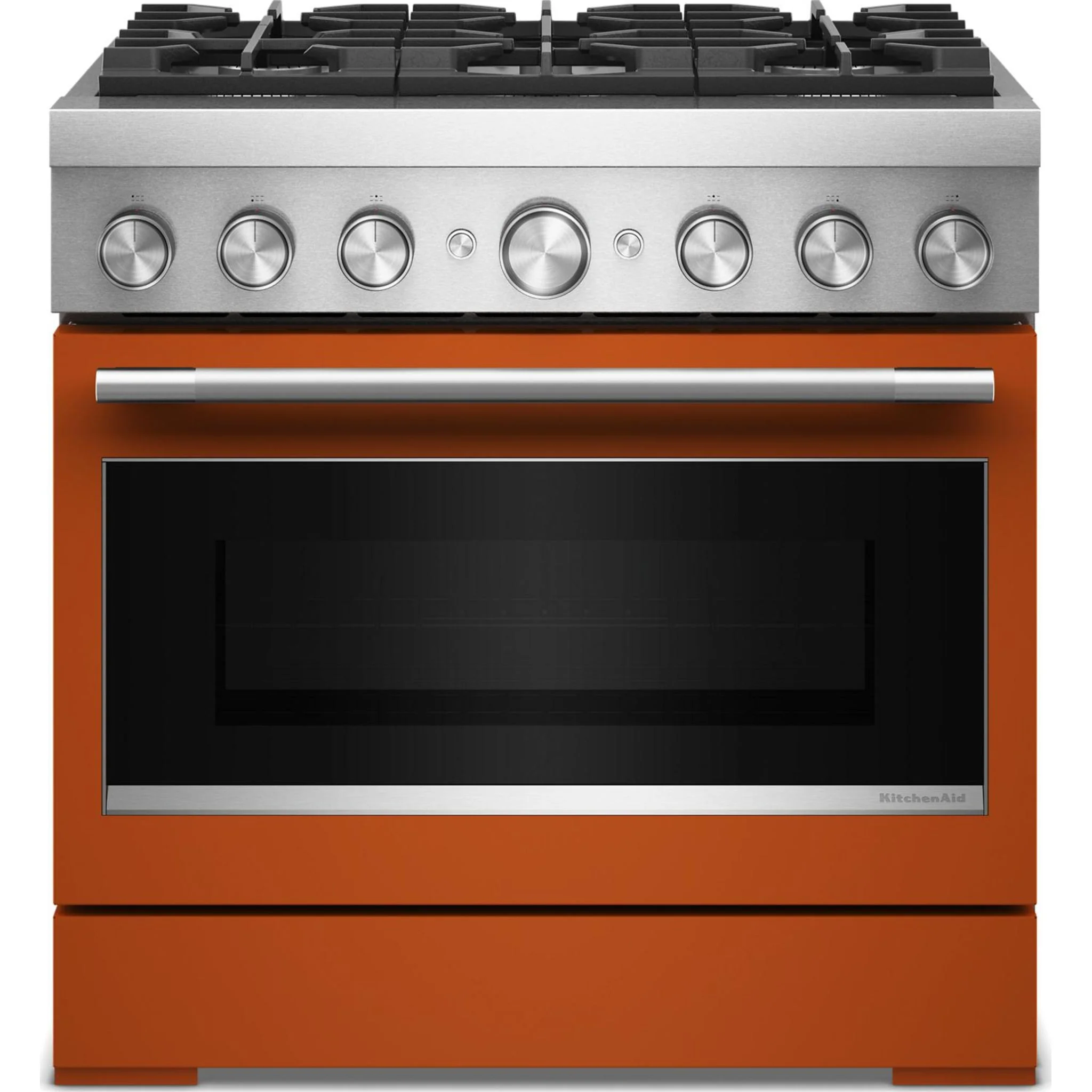 KitchenAid 36-Inch 6 Burner Commercial-Style Dual Fuel Range with No Preheat Air Fry Mode -Scorched Orange (KFDS936SSC)