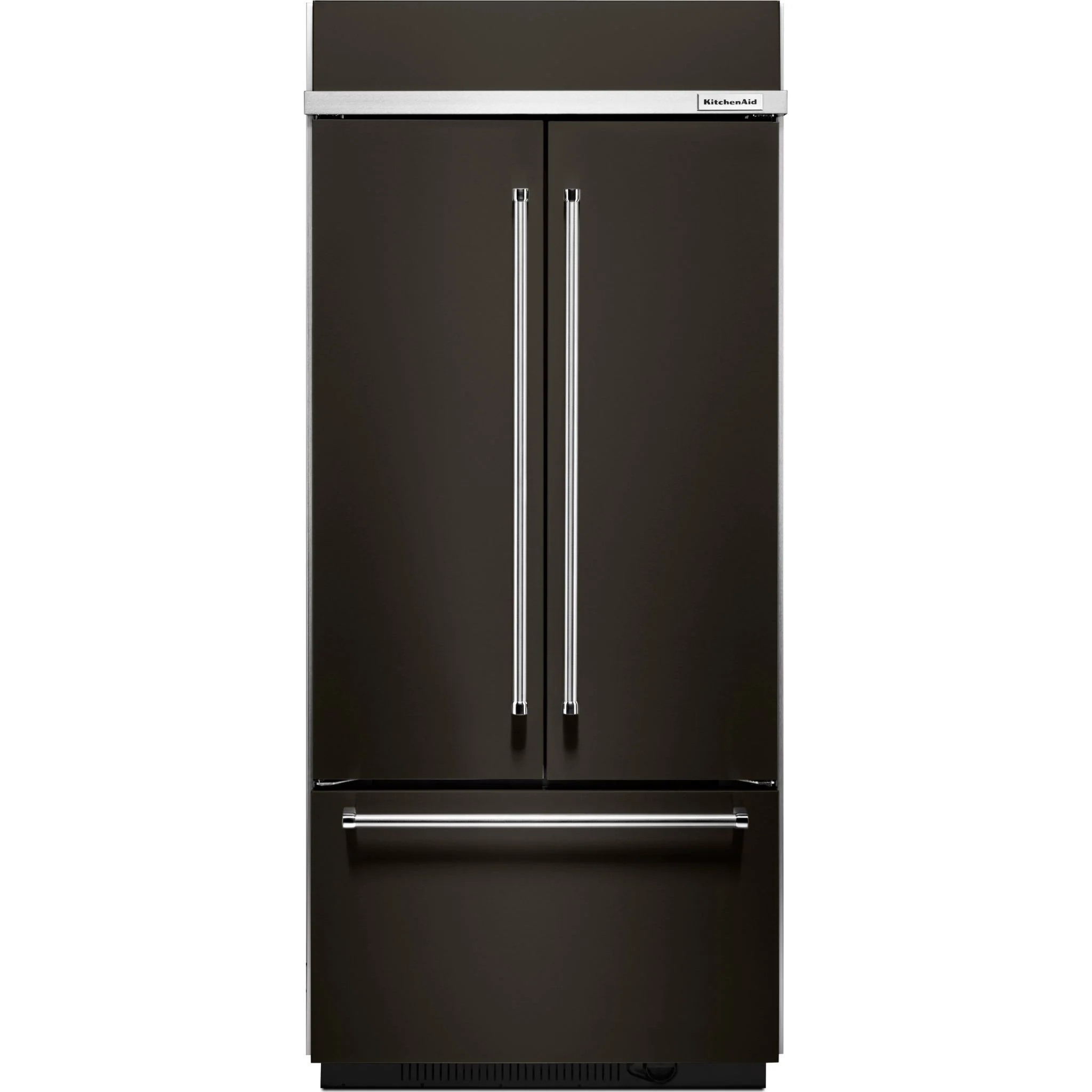 KitchenAid 20.8 cu.ft. 36" Width Built In Stainless Steel French Door Refrigerator with Platinum Interior Design - Black-on-Stainless (KBFN506EBS)