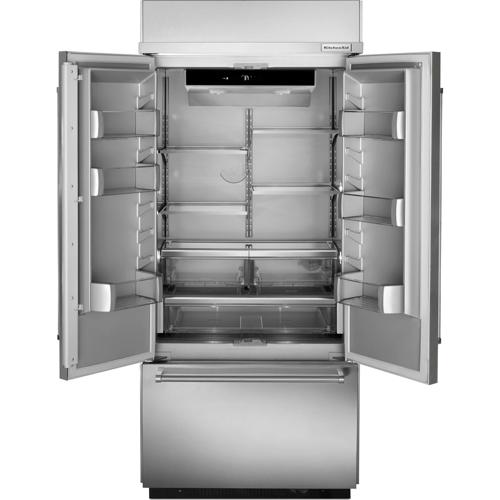 KitchenAid 20.8 cu.ft. 36" Width Built In Stainless Steel French Door Refrigerator with Platinum Interior Design - Stainless Steel (KBFN506ESS) - Image 2