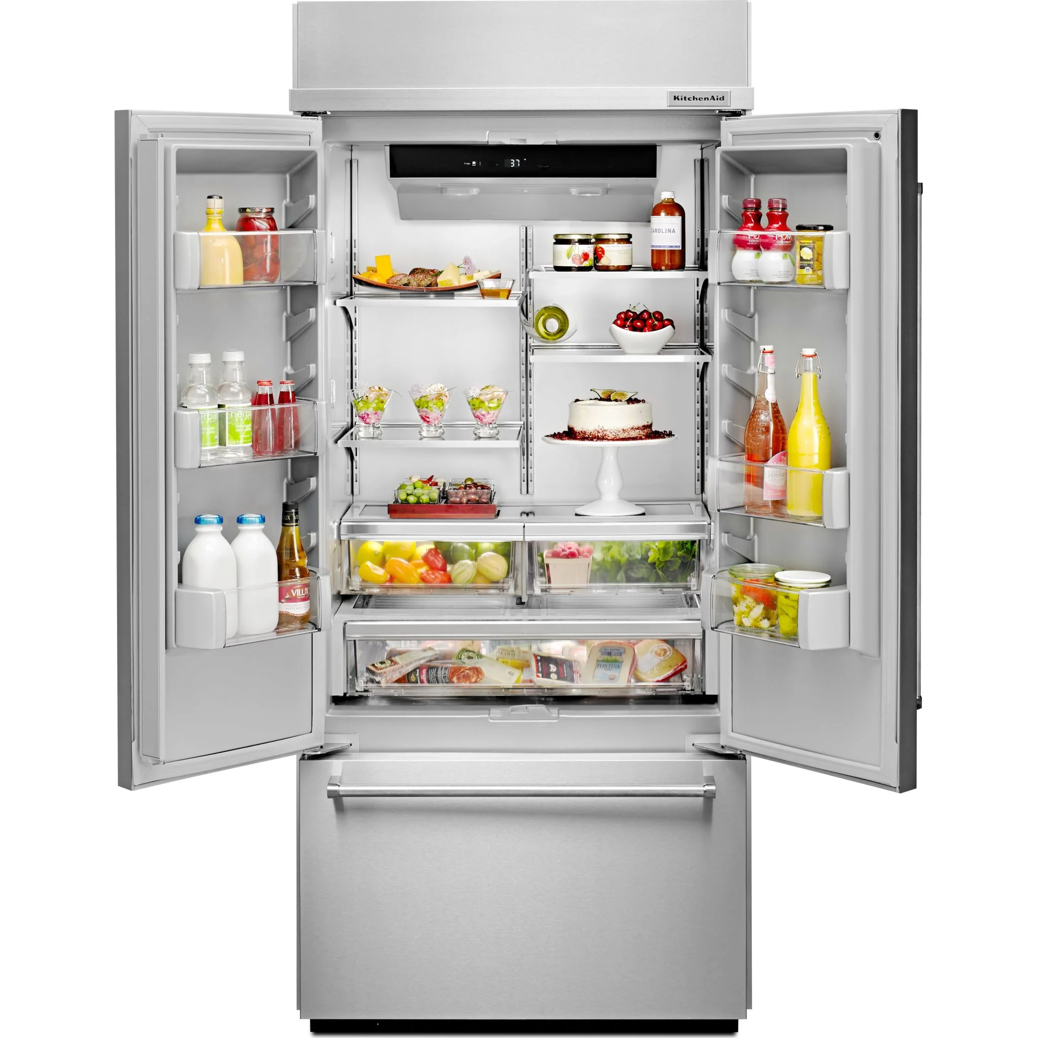 KitchenAid 20.8 cu.ft. 36" Width Built In Stainless Steel French Door Refrigerator with Platinum Interior Design - Stainless Steel (KBFN506ESS) - Image 3