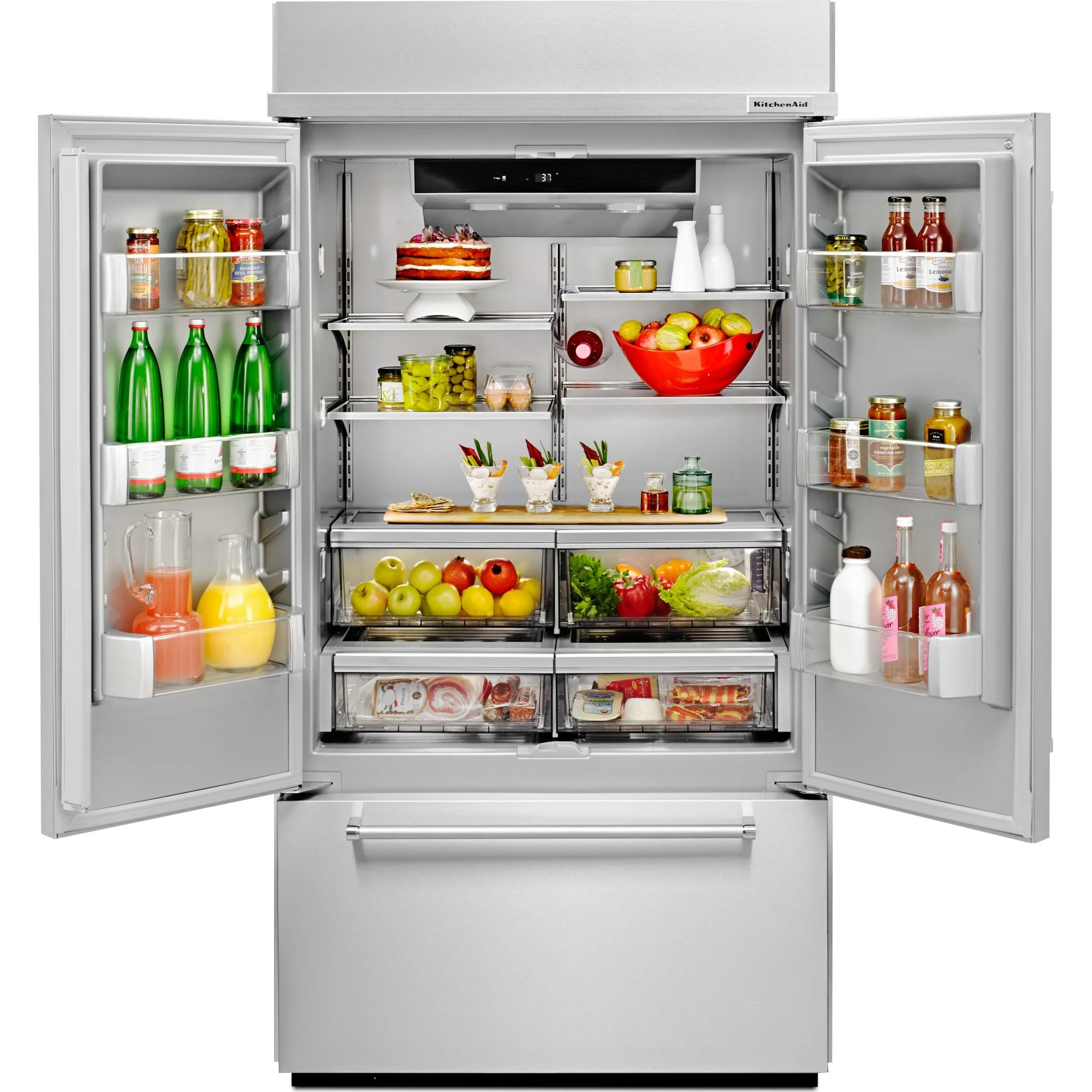 KitchenAid 24.2 cu.ft. 42" Width Built-In Stainless French Door Refrigerator with Platinum Interior Design - Stainless Steel (KBFN502ESS) - Image 3