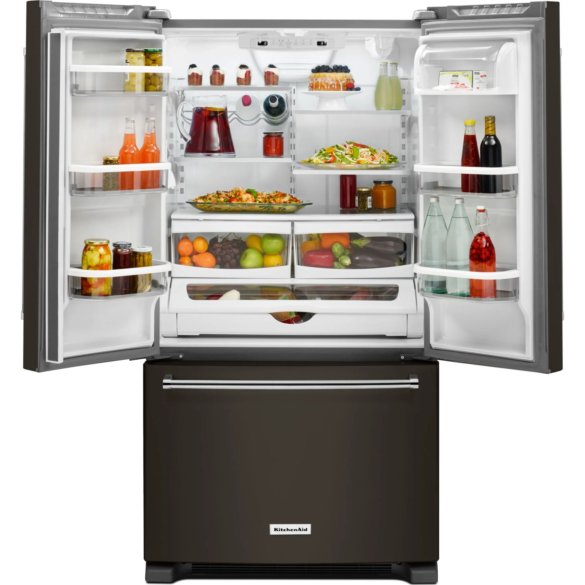 KitchenAid 20 cu. ft. 36" Width Counter-Depth French Door Refrigerator with Interior Dispense and PrintShield Finish (KRFC300EBS) - Image 6