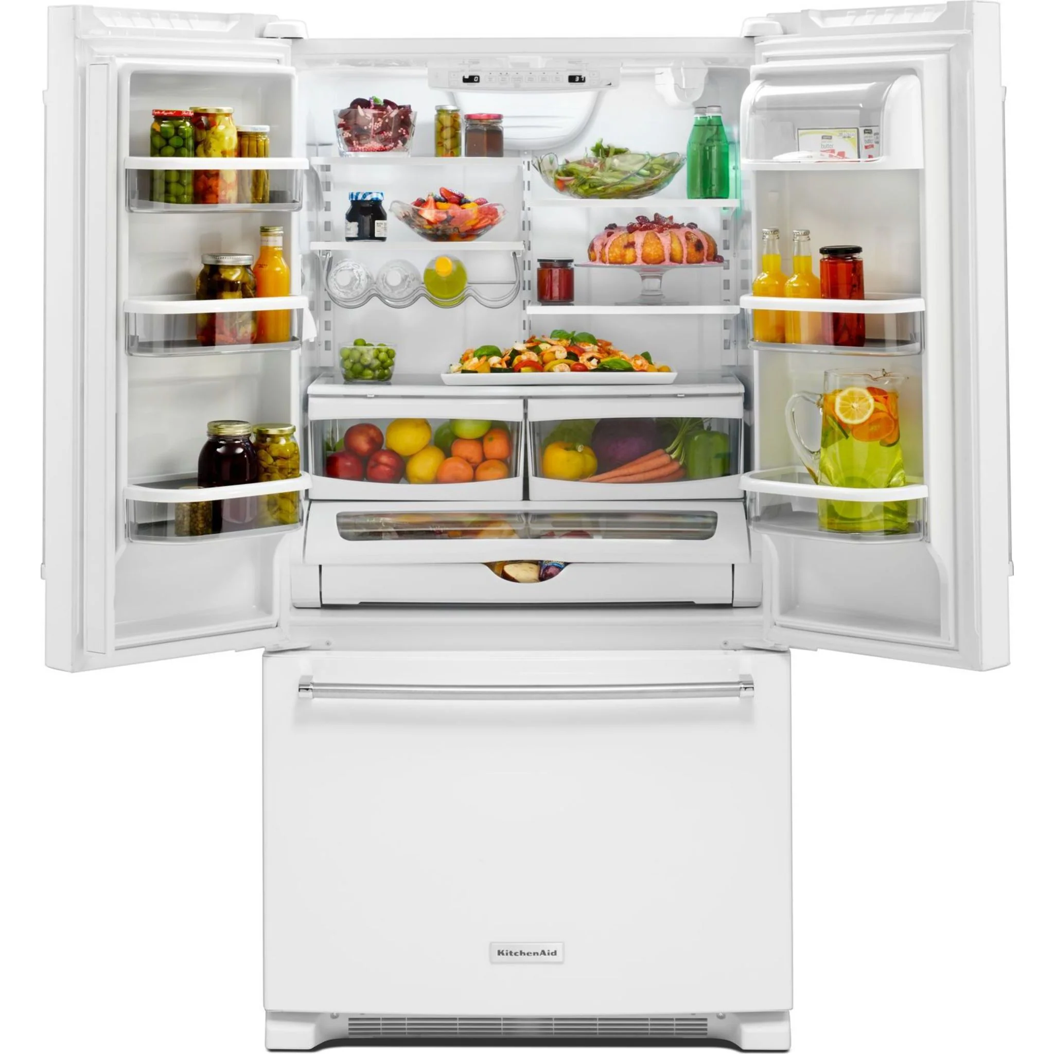 KitchenAid 20 cu. ft. 36" Width Counter-Depth French Door Refrigerator with Interior Dispense (KRFC300EWH) - Image 7