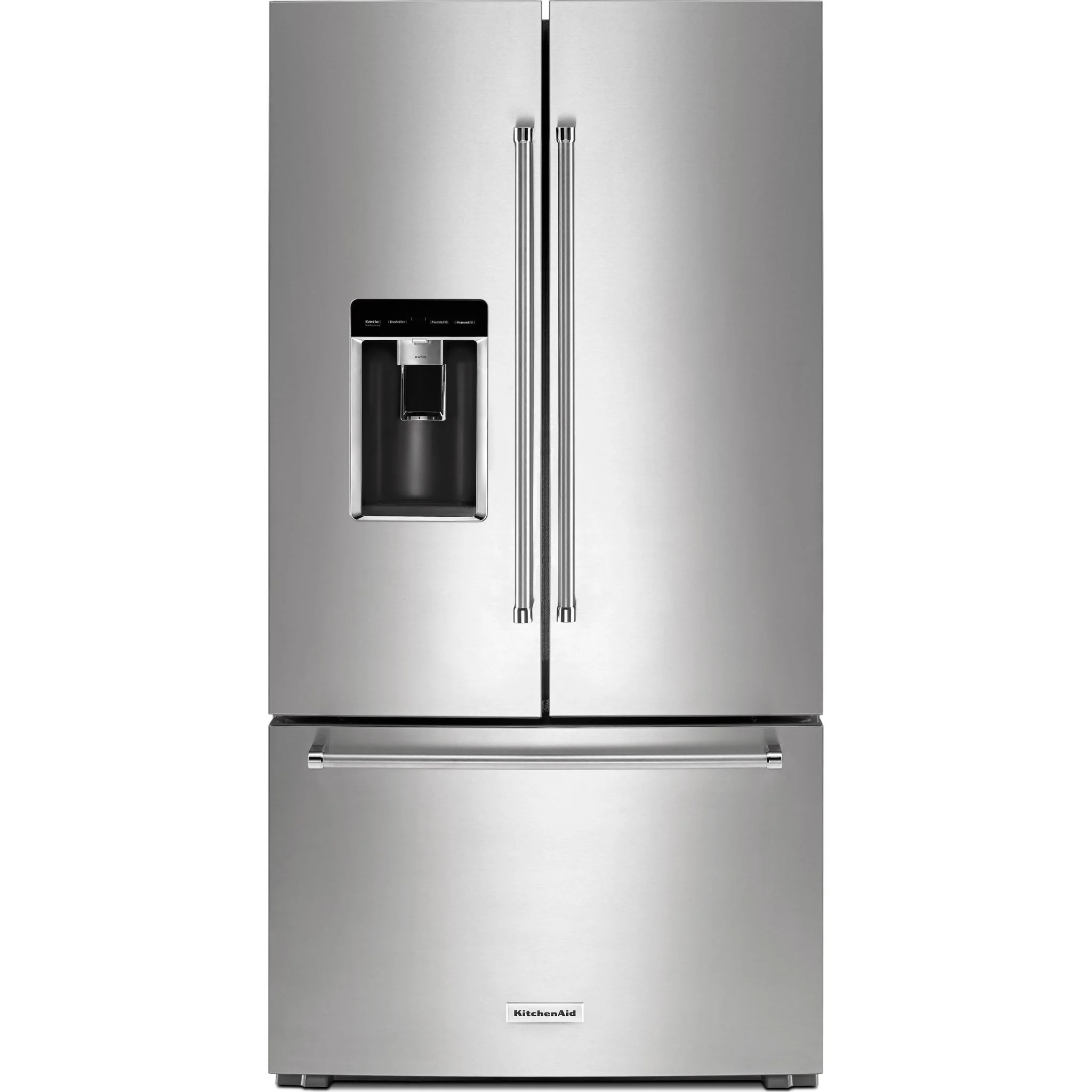 KitchenAid 23.8 cu. ft. 36" Counter-Depth French Door Platinum Interior Refrigerator with PrintShieldFinish -Stainless Steel (KRFC704FPS)