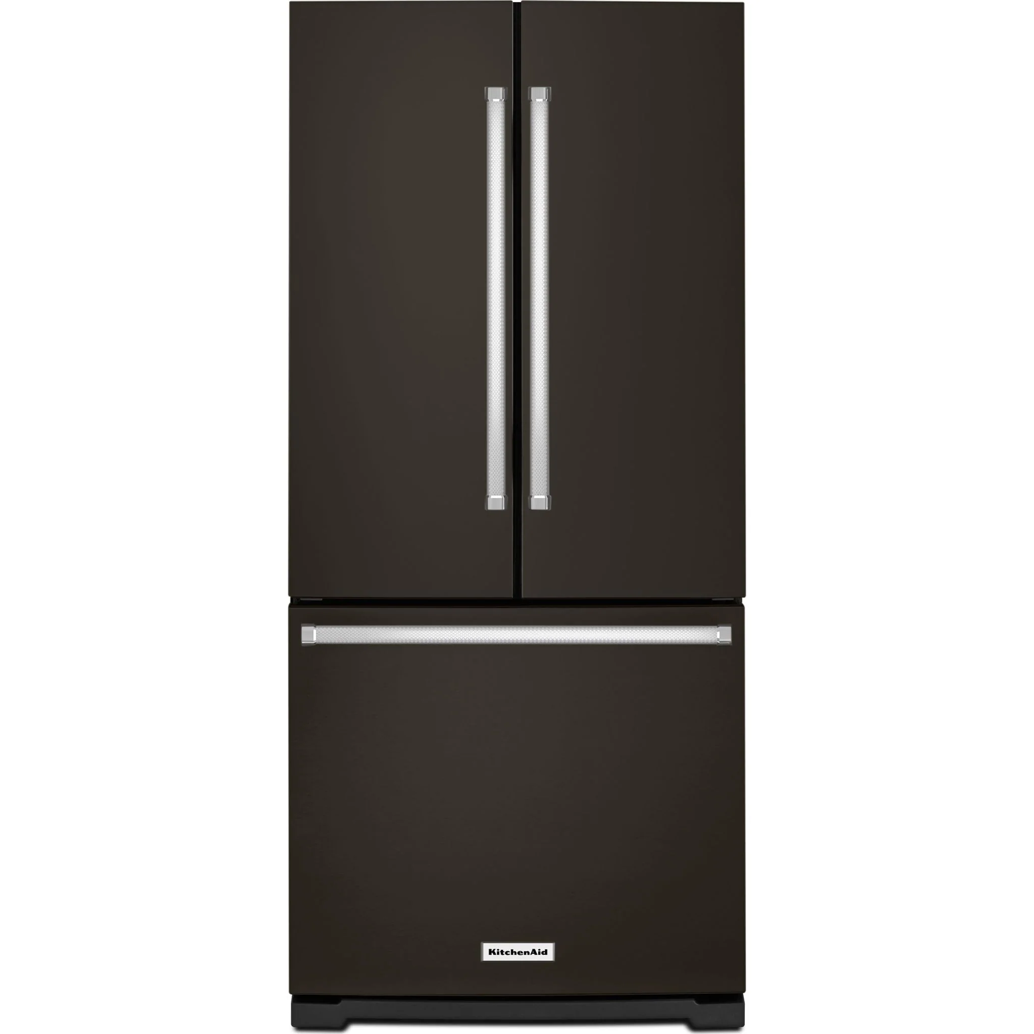 KitchenAid 20 cu.ft. 30" Width Standard Depth French Door Refrigerator with Interior Dispense - Black Stainless (KRFF300EBS)