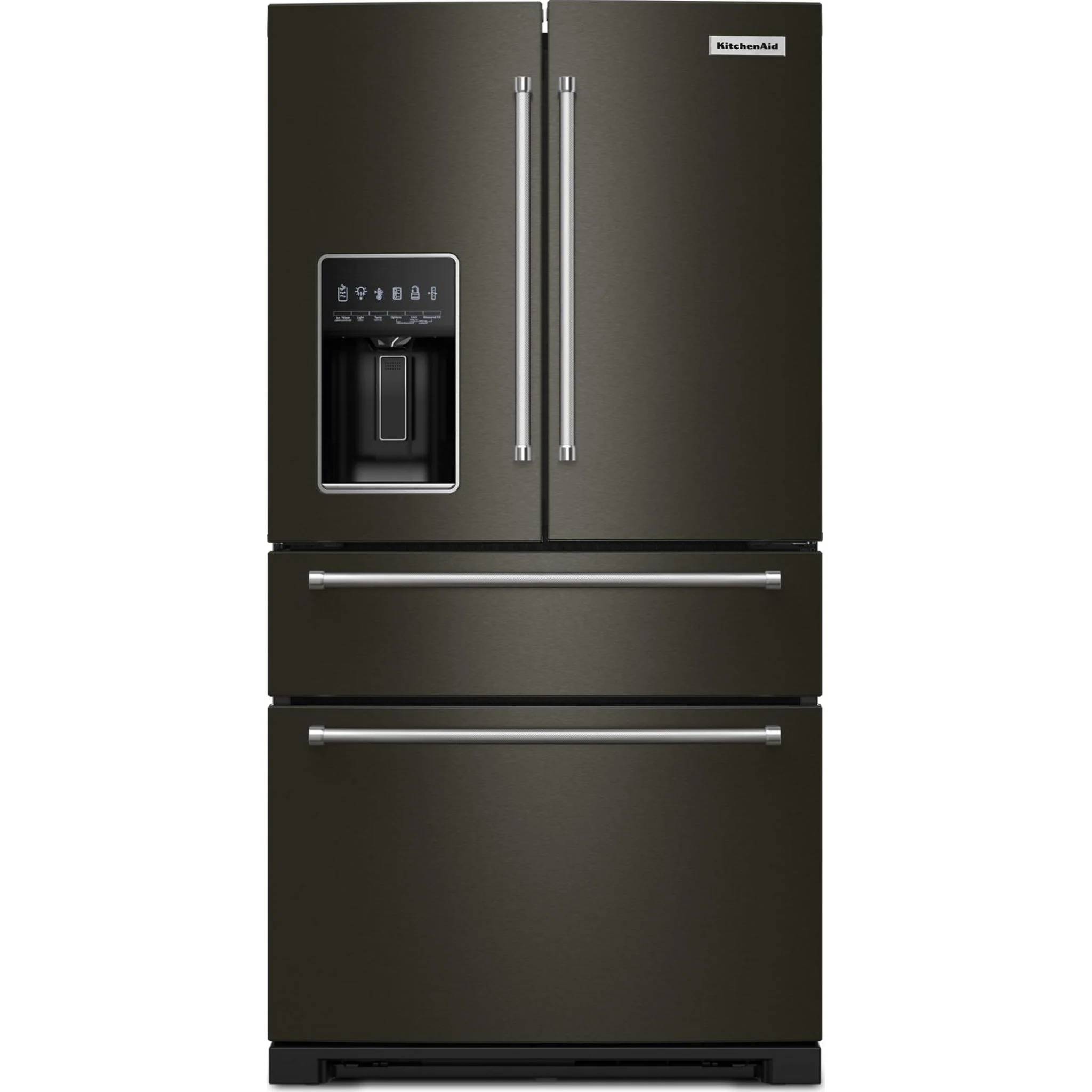 KitchenAid 26.2 Cu. Ft. Multi-Door French Door Refrigerator with Platinum Interior -Black Stainless (KRMF536RBS)