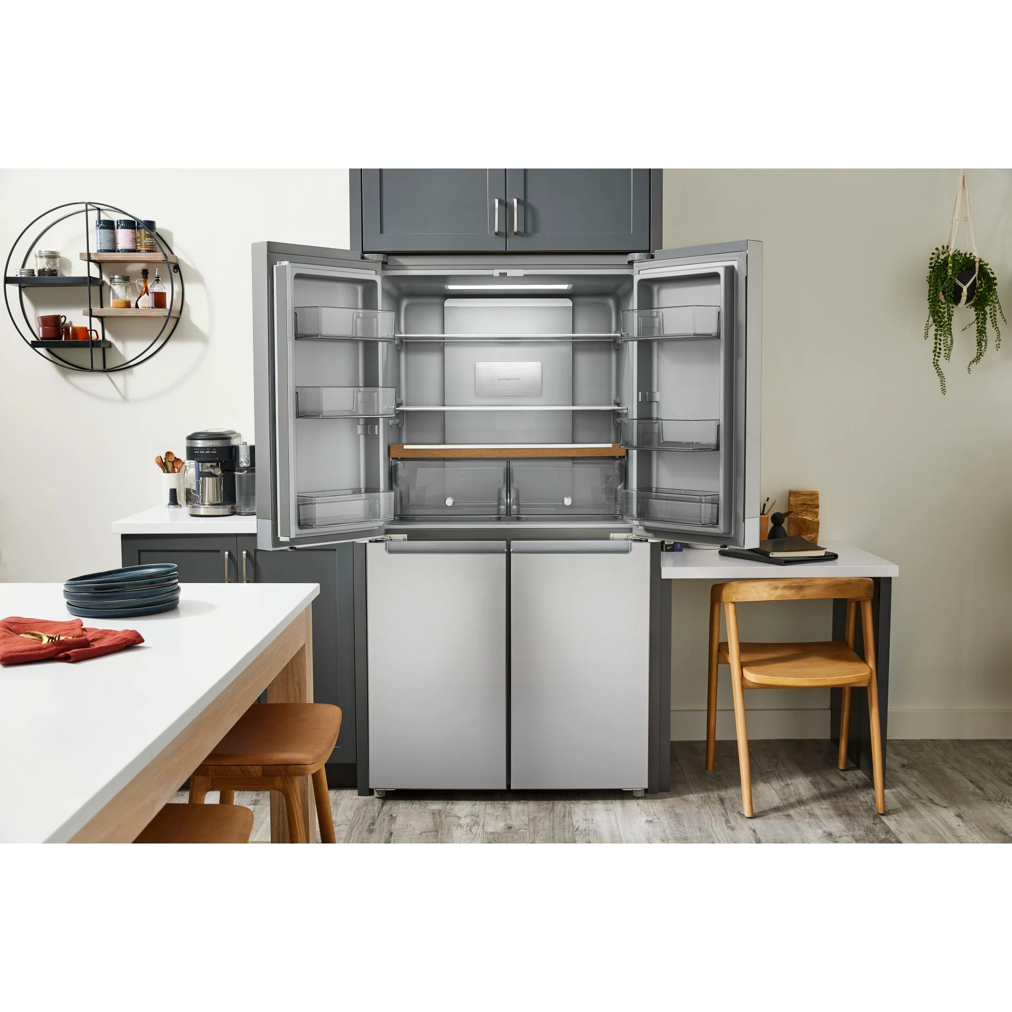 KitchenAid 19.4 cu. ft. 36-inch wide Counter-Depth 4-Door Refrigerator with PrintShieldFinish -PrintShield™ Stainless Finish (KRQC506MPS) - Image 4