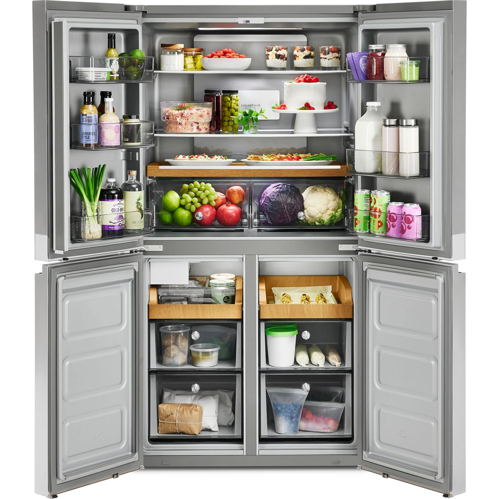 KitchenAid 19.4 cu. ft. 36-inch wide Counter-Depth 4-Door Refrigerator with PrintShieldFinish -PrintShield™ Stainless Finish (KRQC506MPS) - Image 5