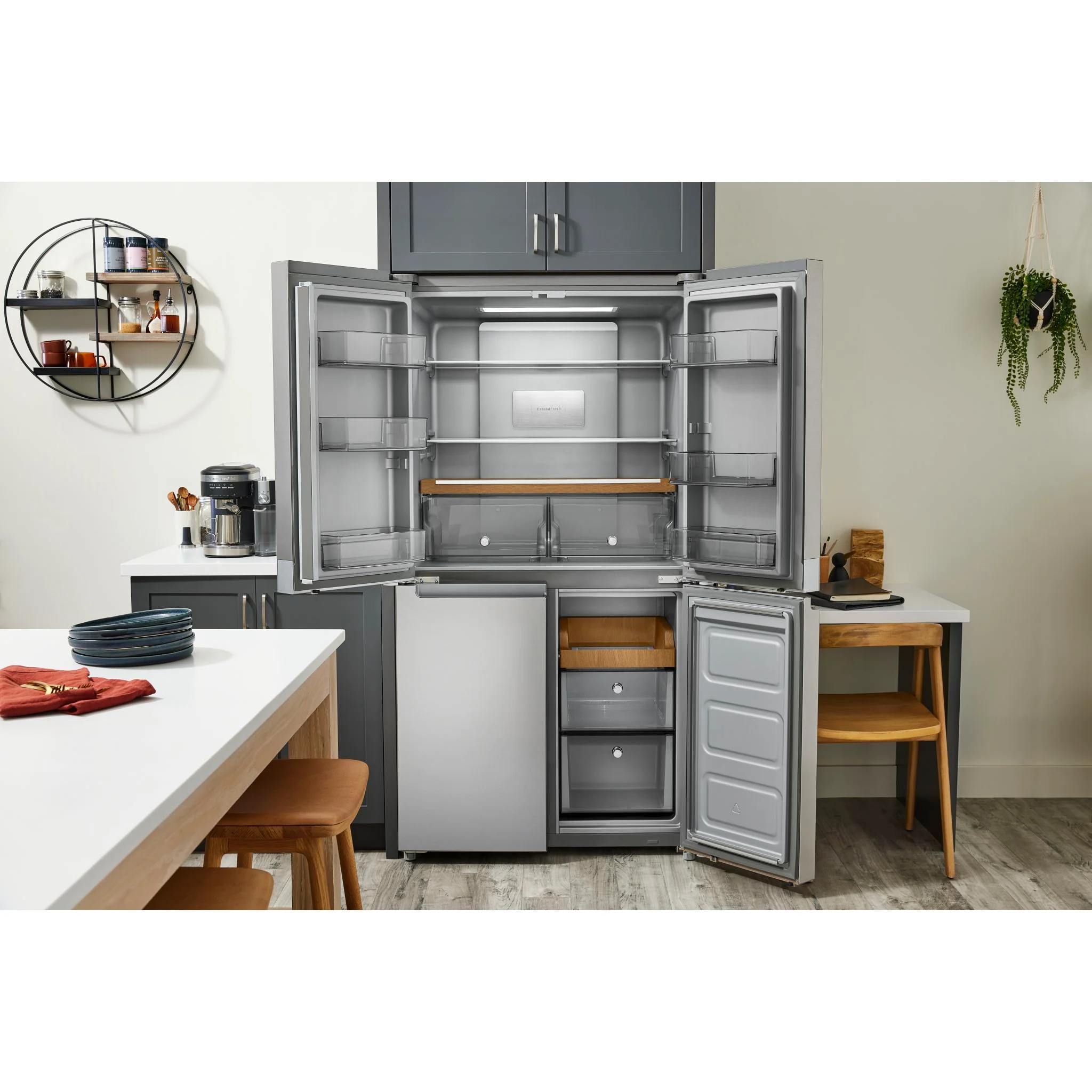 KitchenAid 19.4 cu. ft. 36-inch wide Counter-Depth 4-Door Refrigerator with PrintShieldFinish -PrintShield™ Stainless Finish (KRQC506MPS) - Image 6