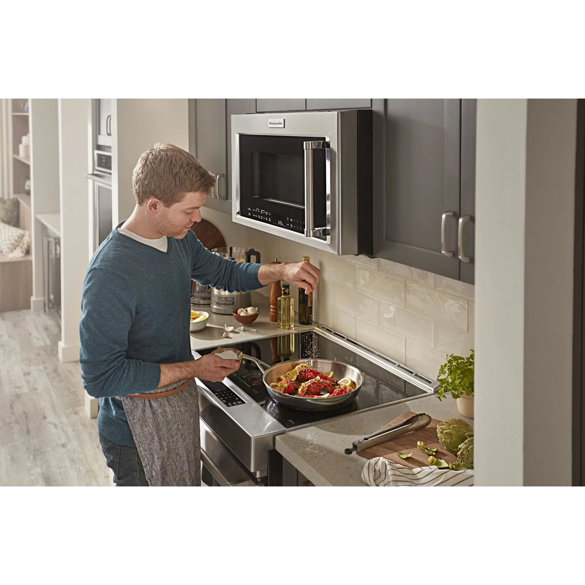 KitchenAid 30" 4-Element Induction Convection Front Control Range with Baking Drawer (KSIB900ESS) - Image 48