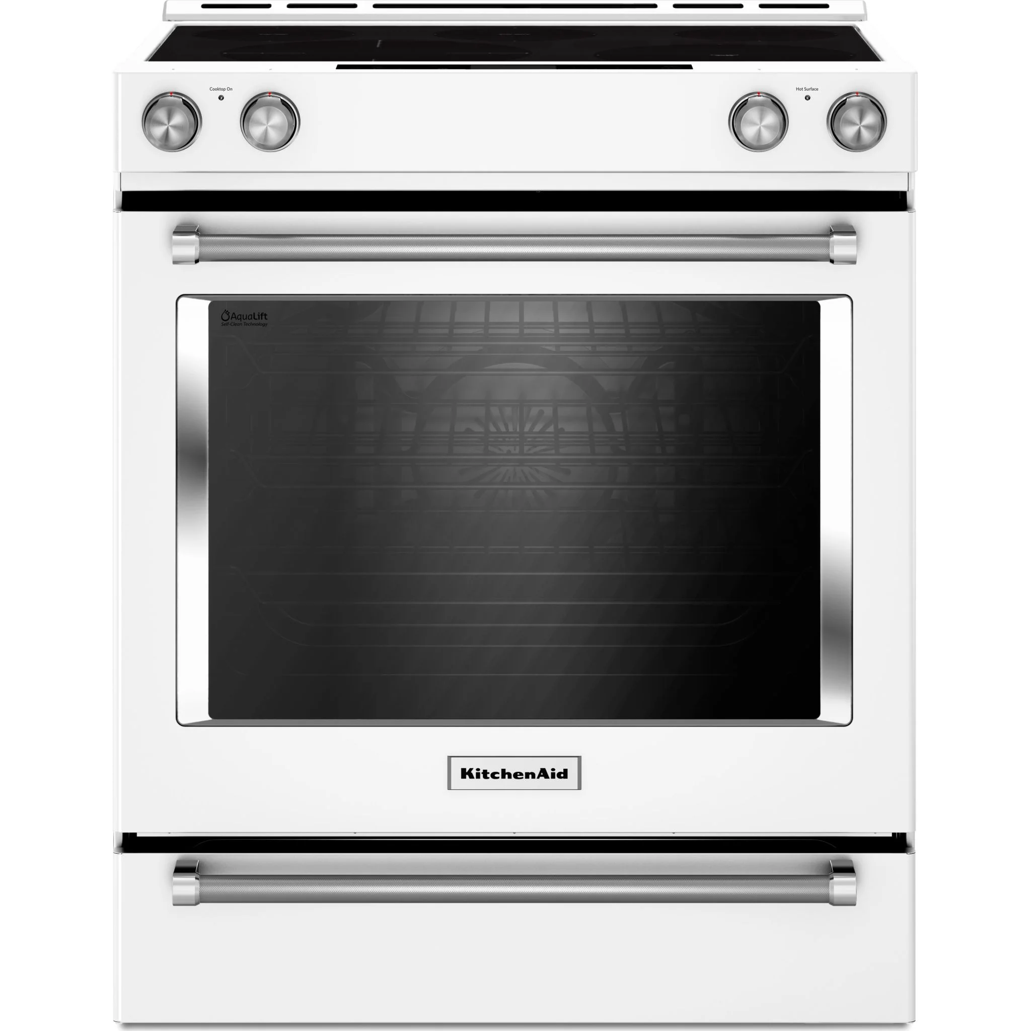 KitchenAid 30-Inch 5-Element Electric Convection Slide-In Range with Baking Drawer -White (YKSEB900EWH)