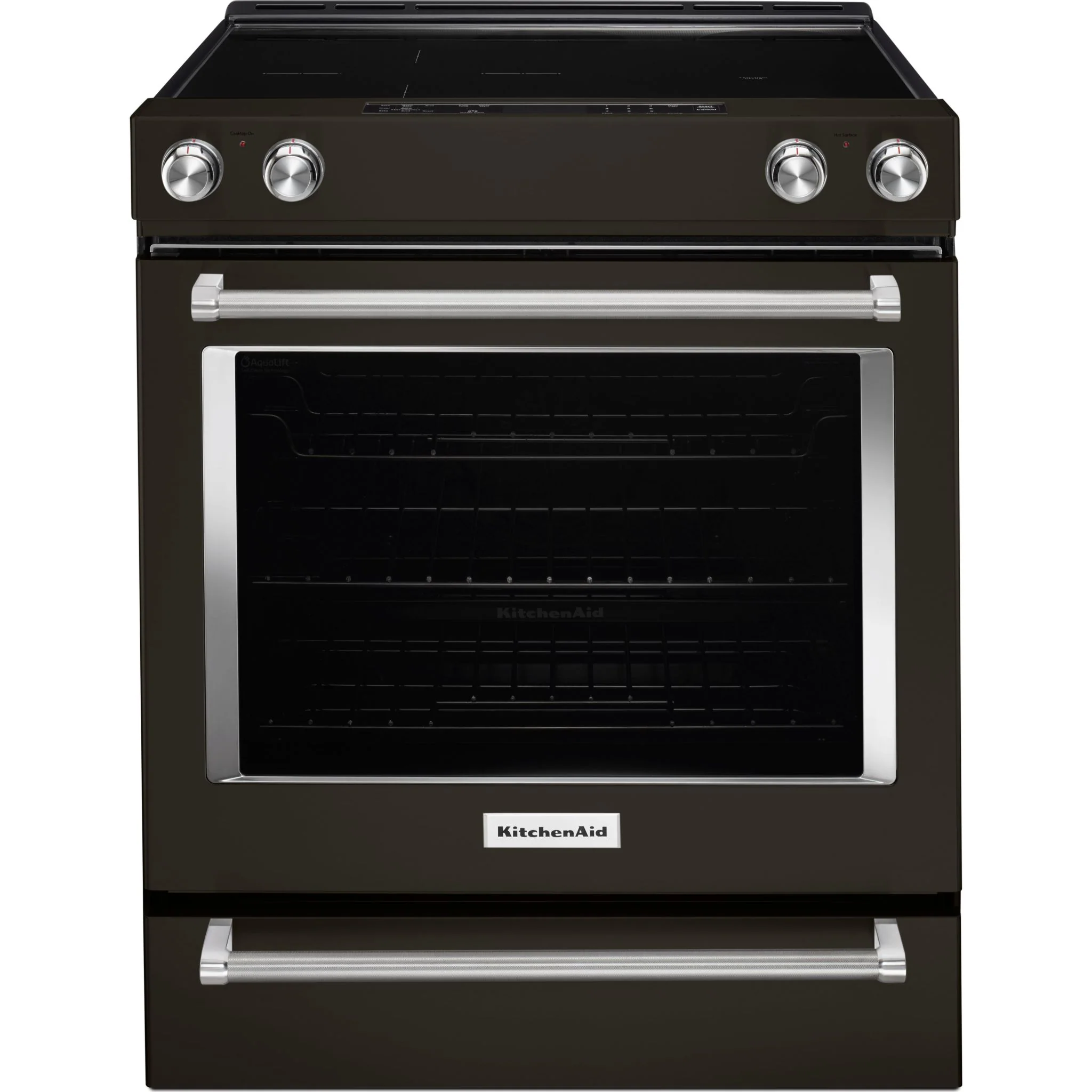 KitchenAid 30" 5-Element Electric Slide-In Convection Range - Black Stainless (YKSEG700EBS)