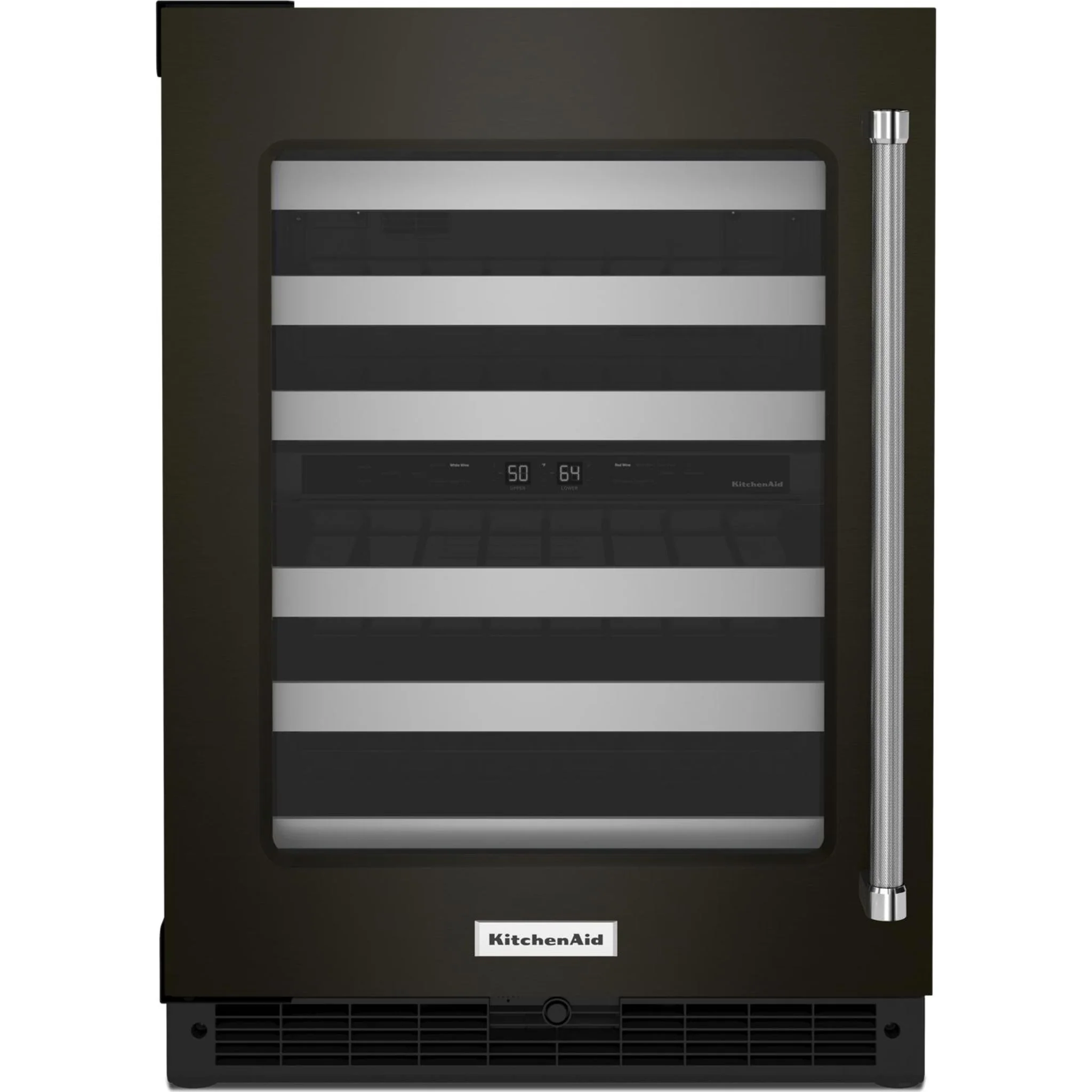 KitchenAid 24" Undercounter Wine Cellar with Glass Door and Metal-Front Racks -Stainless Steel (KUWL314KBS)