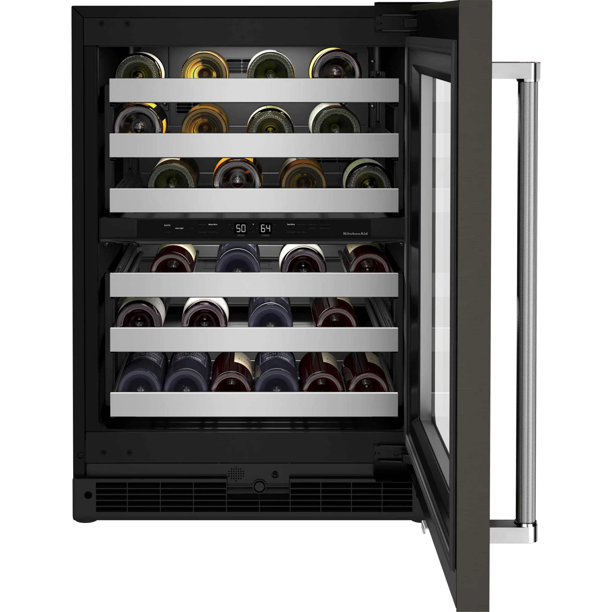 KitchenAid 24" Undercounter Wine Cellar with Glass Door and Metal-Front Racks (KUWR314KBS) - Image 5
