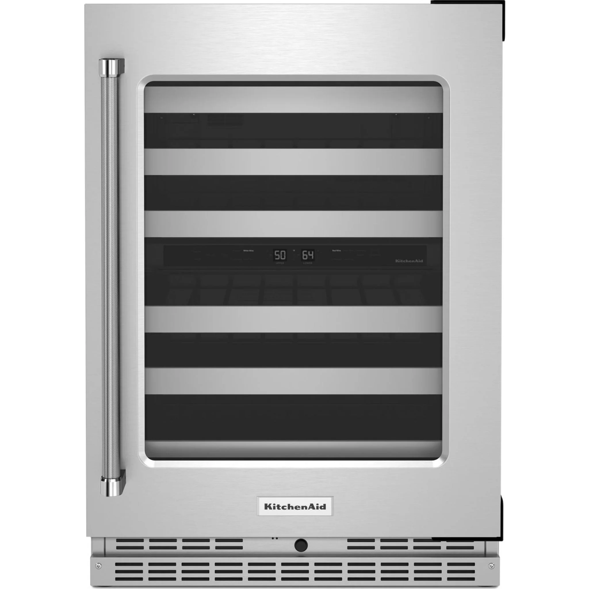 KitchenAid 24" Undercounter Wine Cellar with Glass Door and Metal-Front Racks - Stainless Steel (KUWR314KSS)