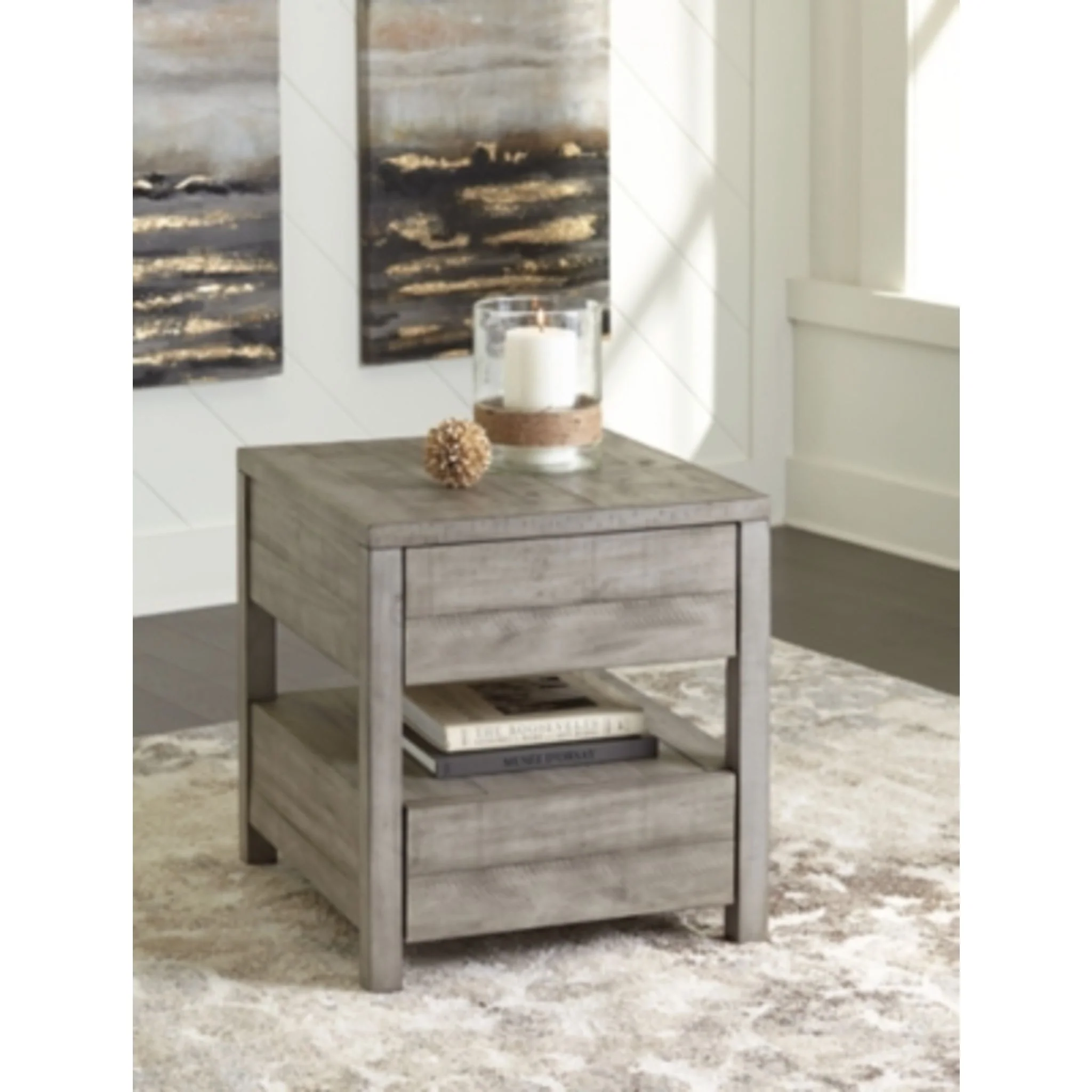 Krystanza End Table - Weathered Gray - Image 2