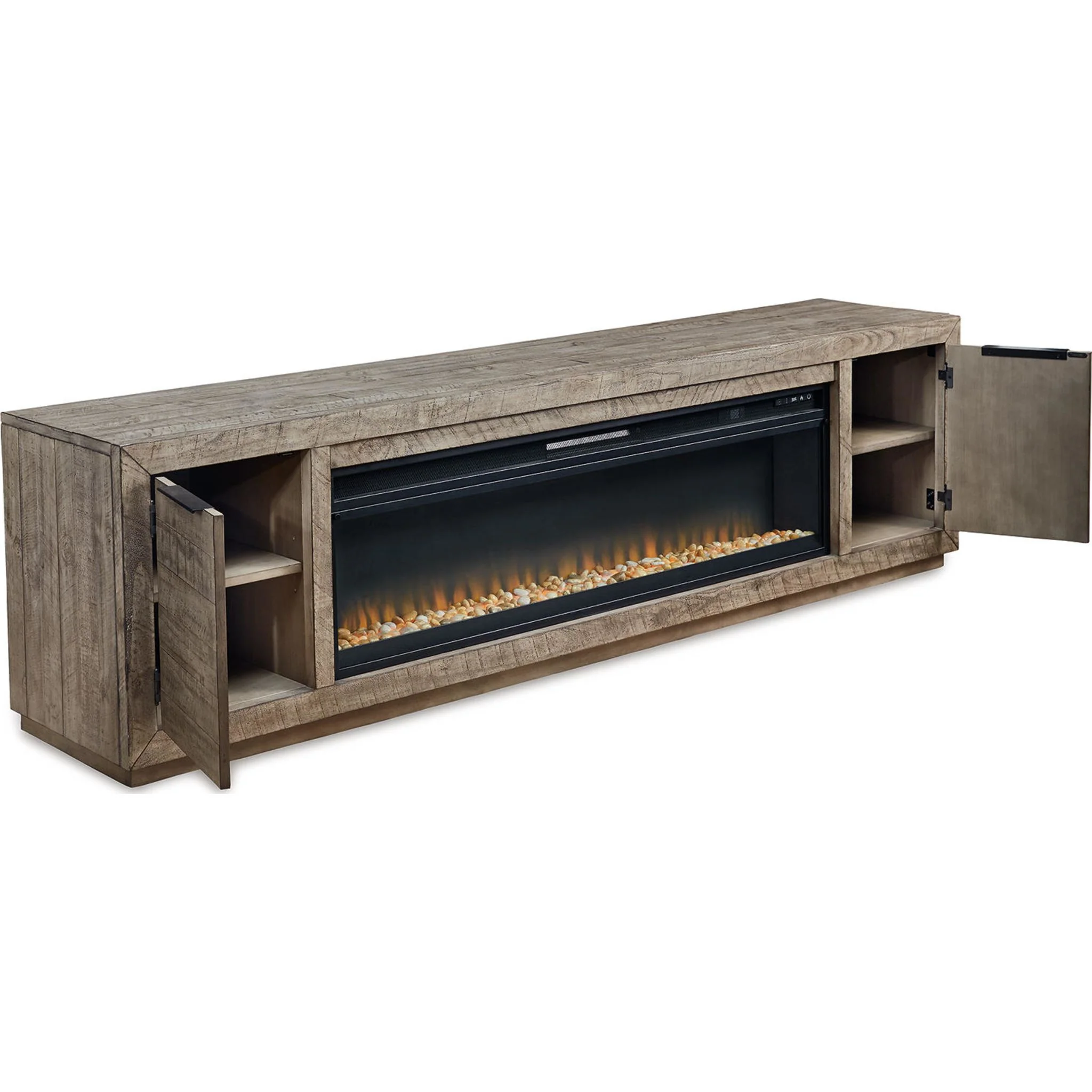 Krystanza TV Stand with Fireplace - Weathered Gray - Image 4