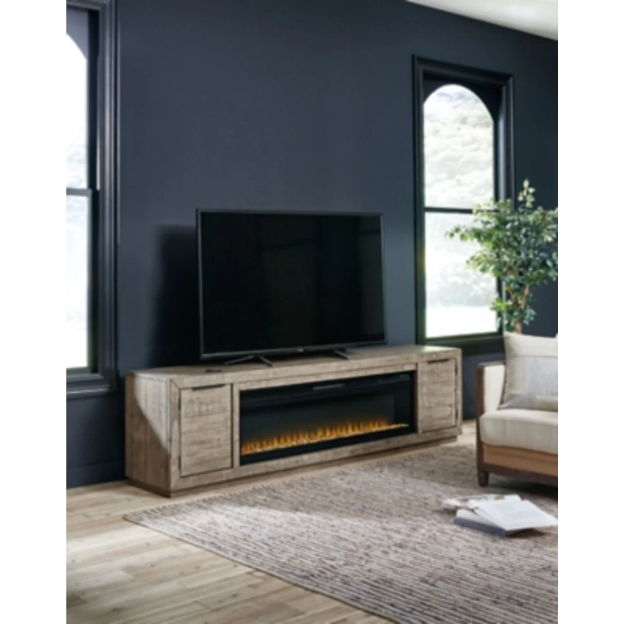 Krystanza TV Stand with Fireplace - Weathered Gray - Image 9