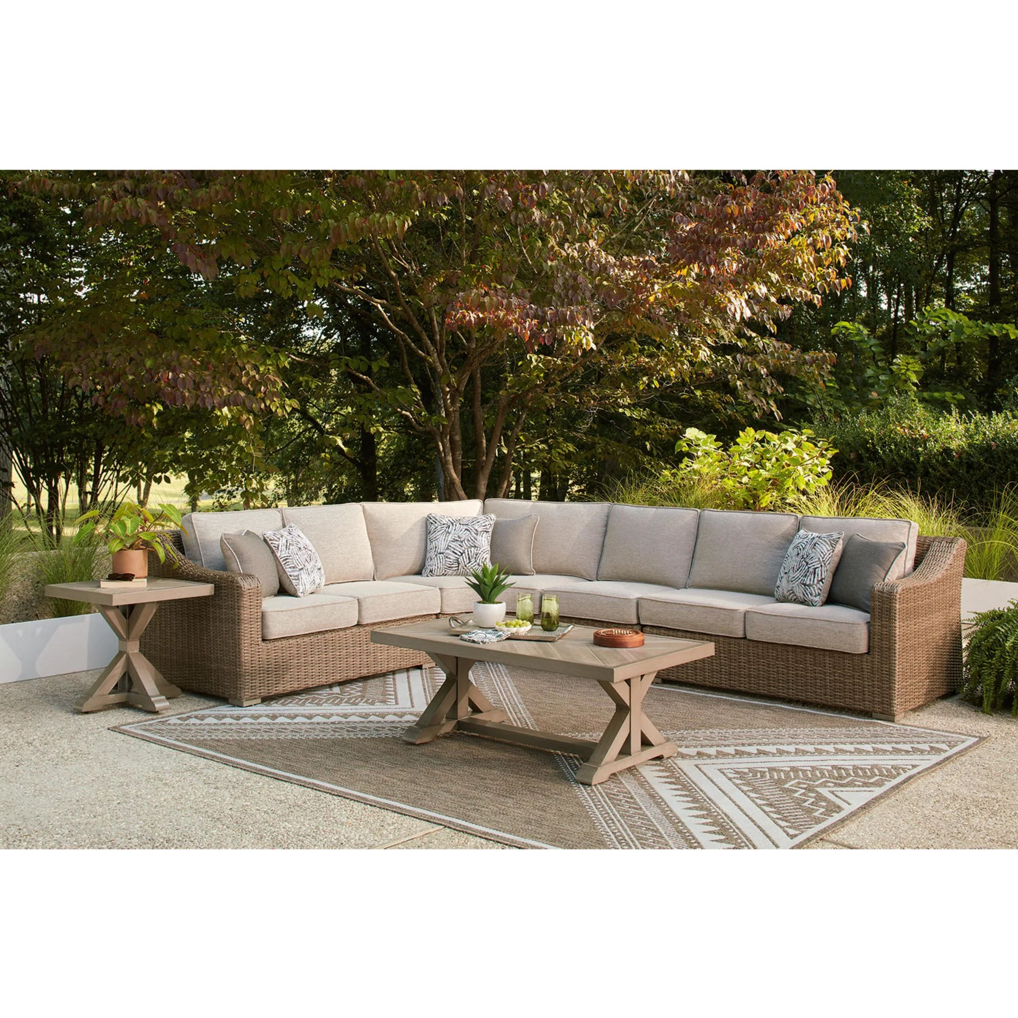 Laguna Heights 4 Piece Outdoor Sectional - Beige - Image 2