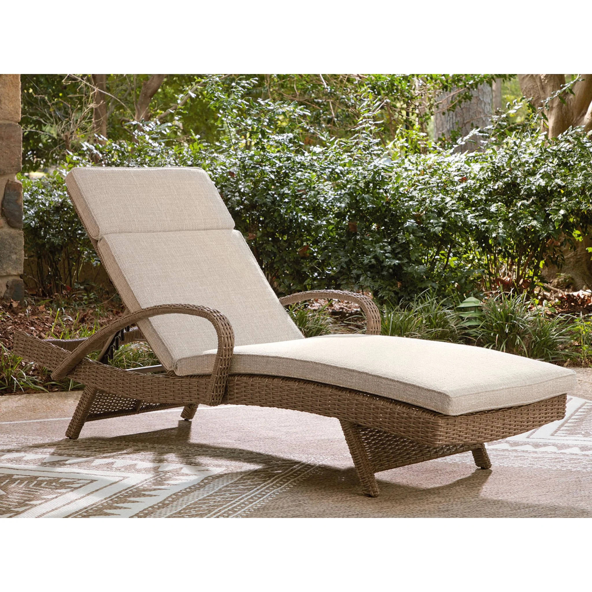 Laguna Heights Outdoor Chaise Lounge with Cushion - Beige - Image 2