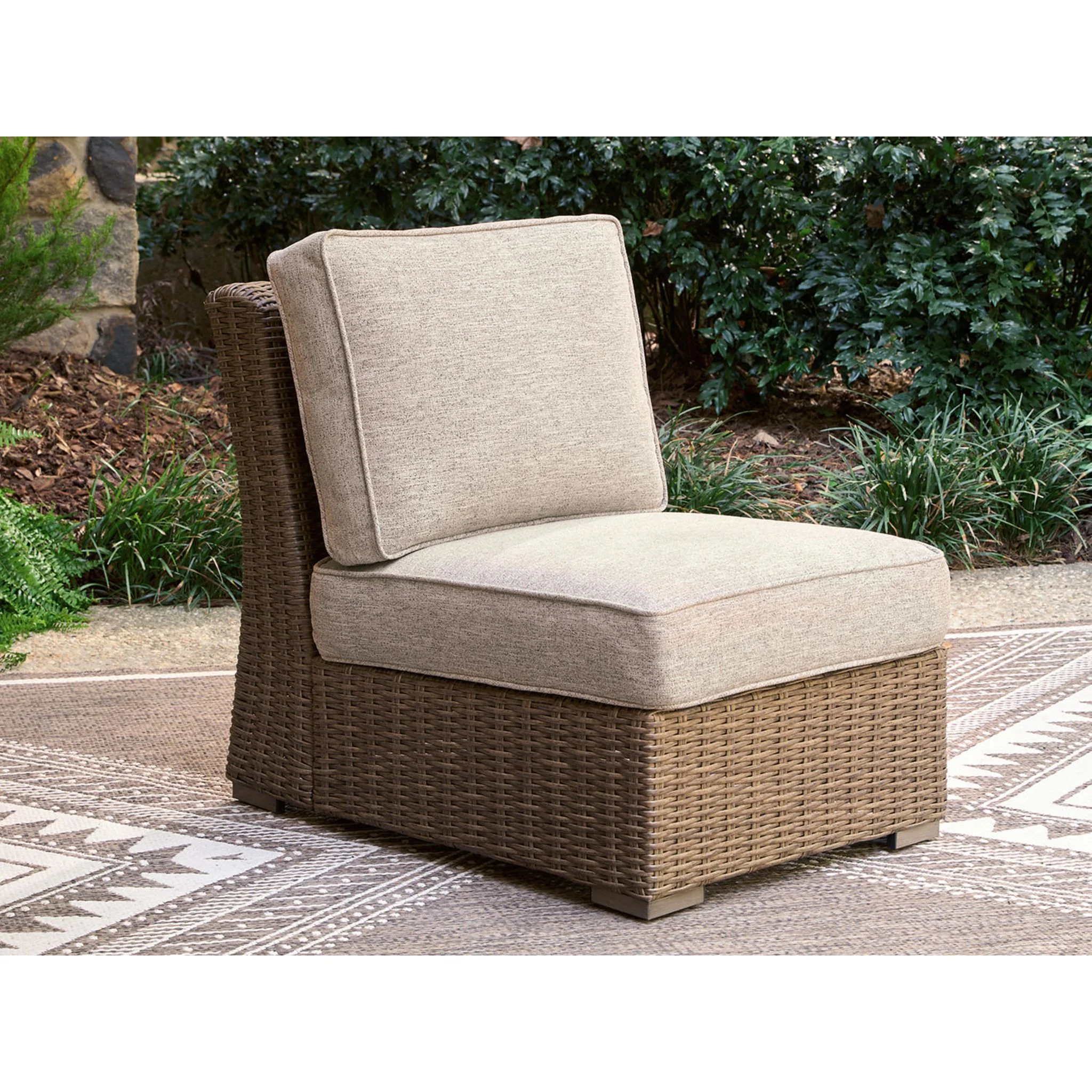 Laguna Heights Outdoor Armless Chair with Cushion - Beige - Image 2