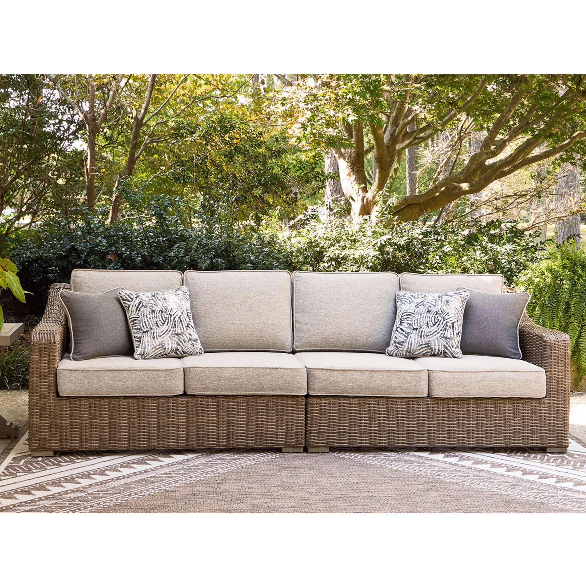 Laguna Heights Outdoor Left and Right Arm Loveseat with Cushion - Beige - Image 3