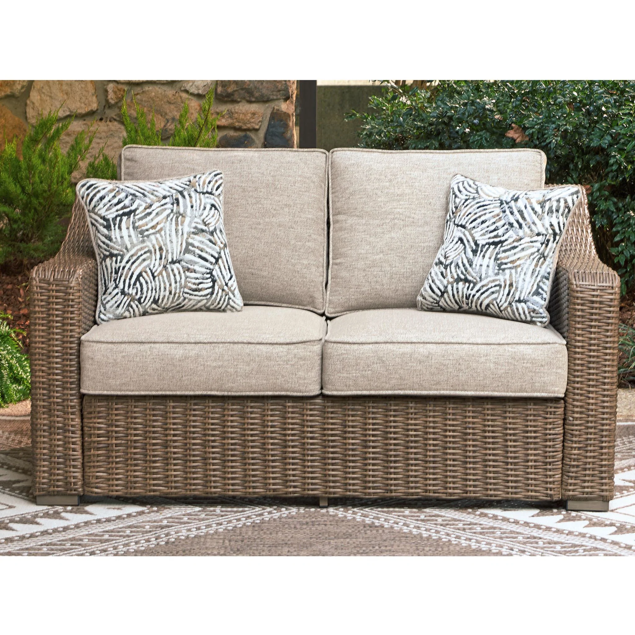 Laguna Heights Outdoor Loveseat with Cushion - Beige - Image 2