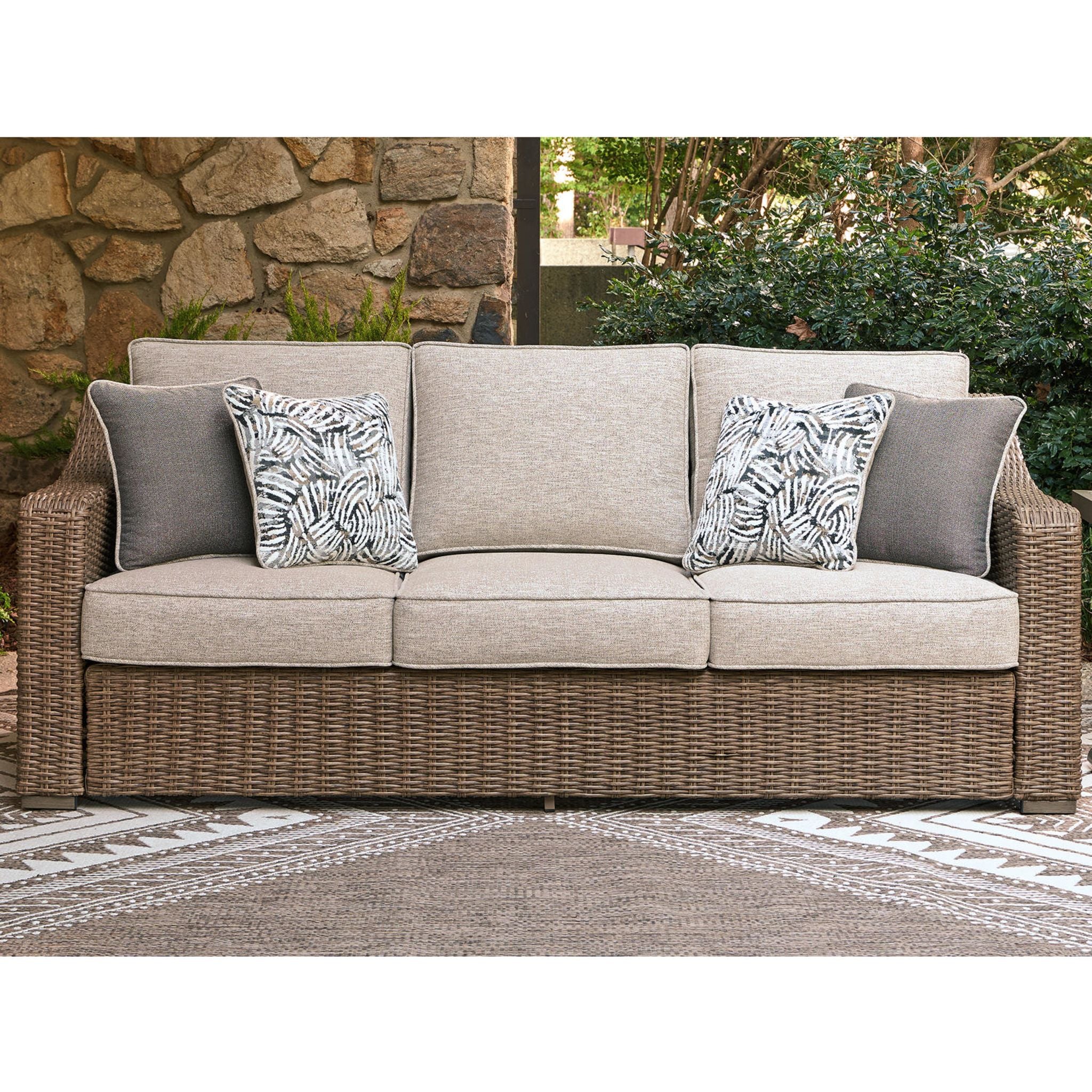 Laguna Heights Outdoor Sofa with Cushion - Beige - Image 2