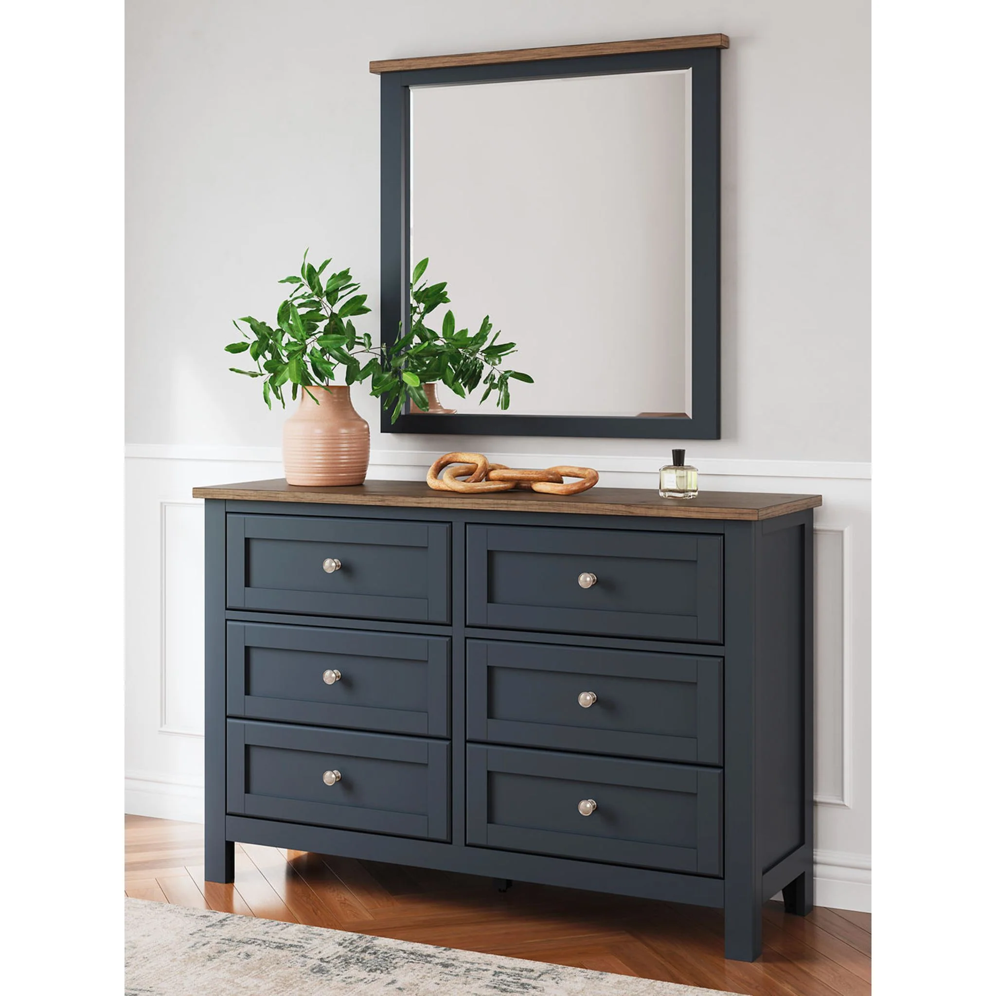 Landocken 6 Piece Queen Panel Bedroom - Blue/Brown - Image 25