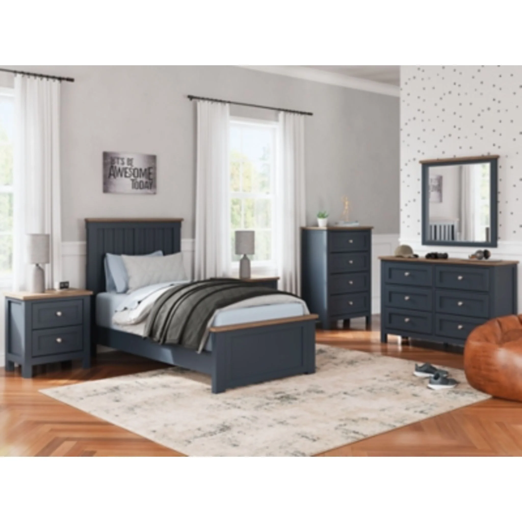 Landocken Dresser and Mirror - Blue/Brown - Image 3