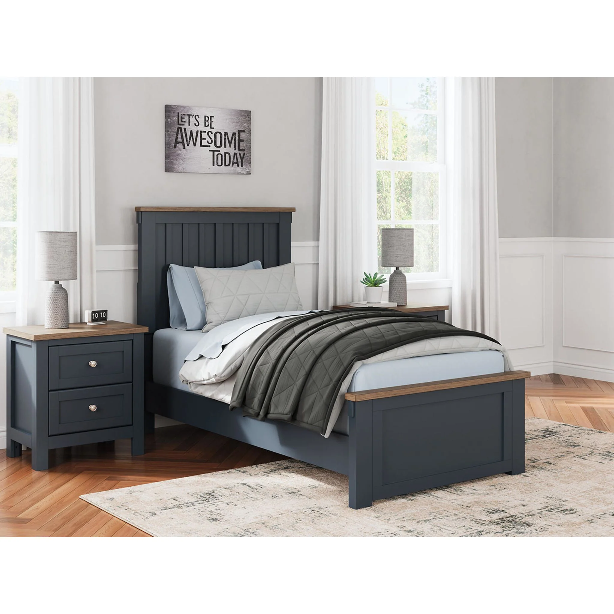 Landocken Panel Bed - Blue/Brown - Image 2