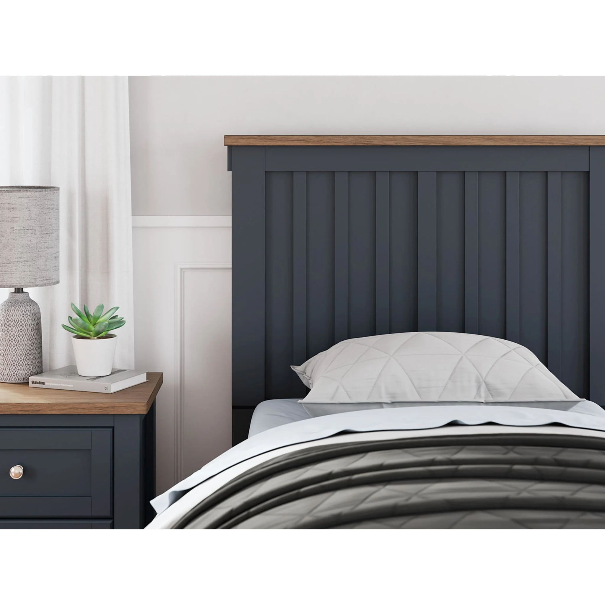 Landocken Panel Headboard - Blue/Brown - Image 2