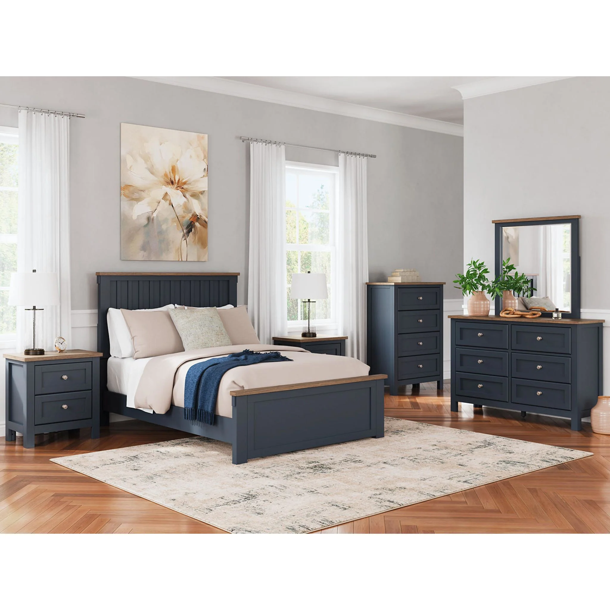 Landocken Queen Panel Bed - Blue/Brown - Image 10