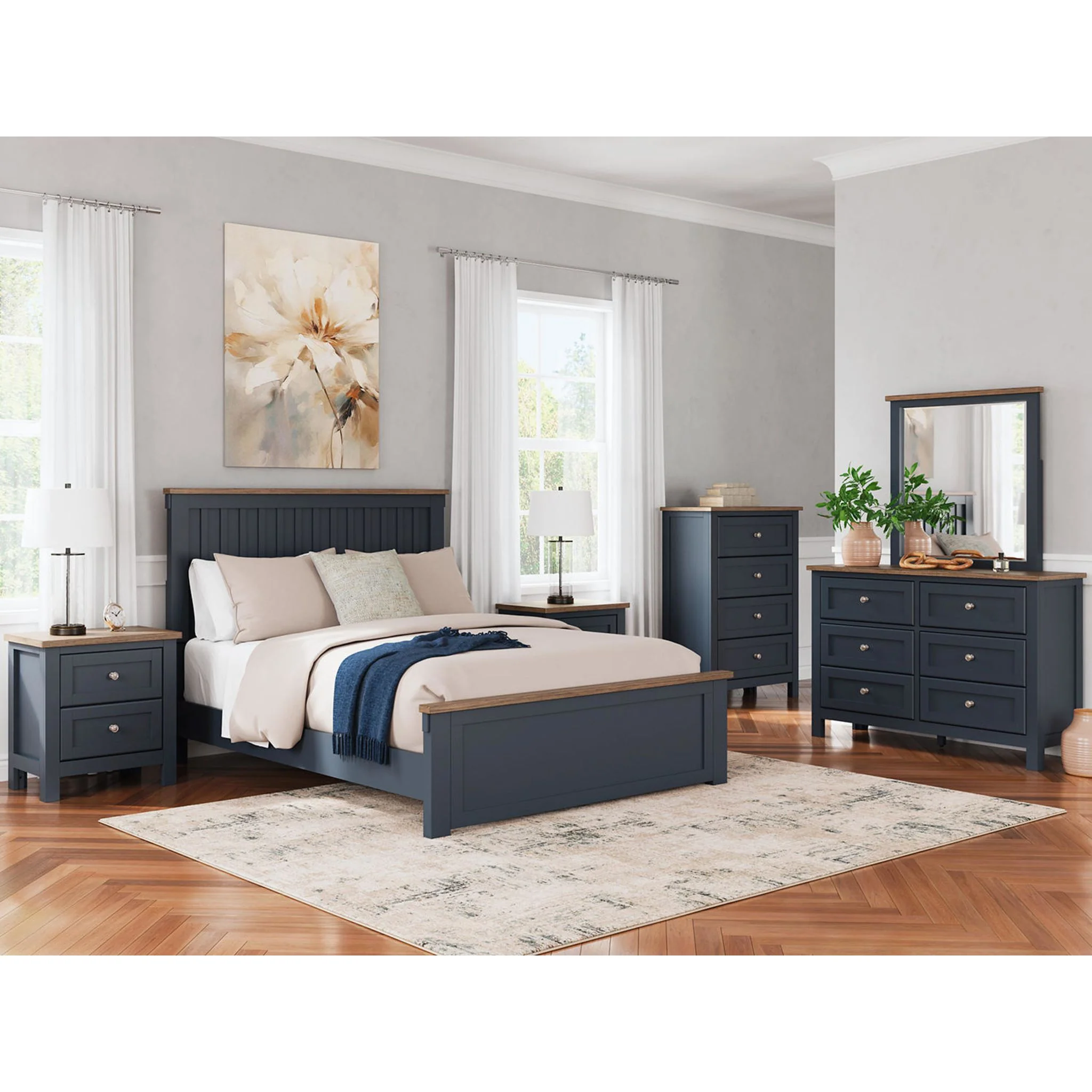 Landocken Queen Panel Bed - Blue/Brown - Image 9