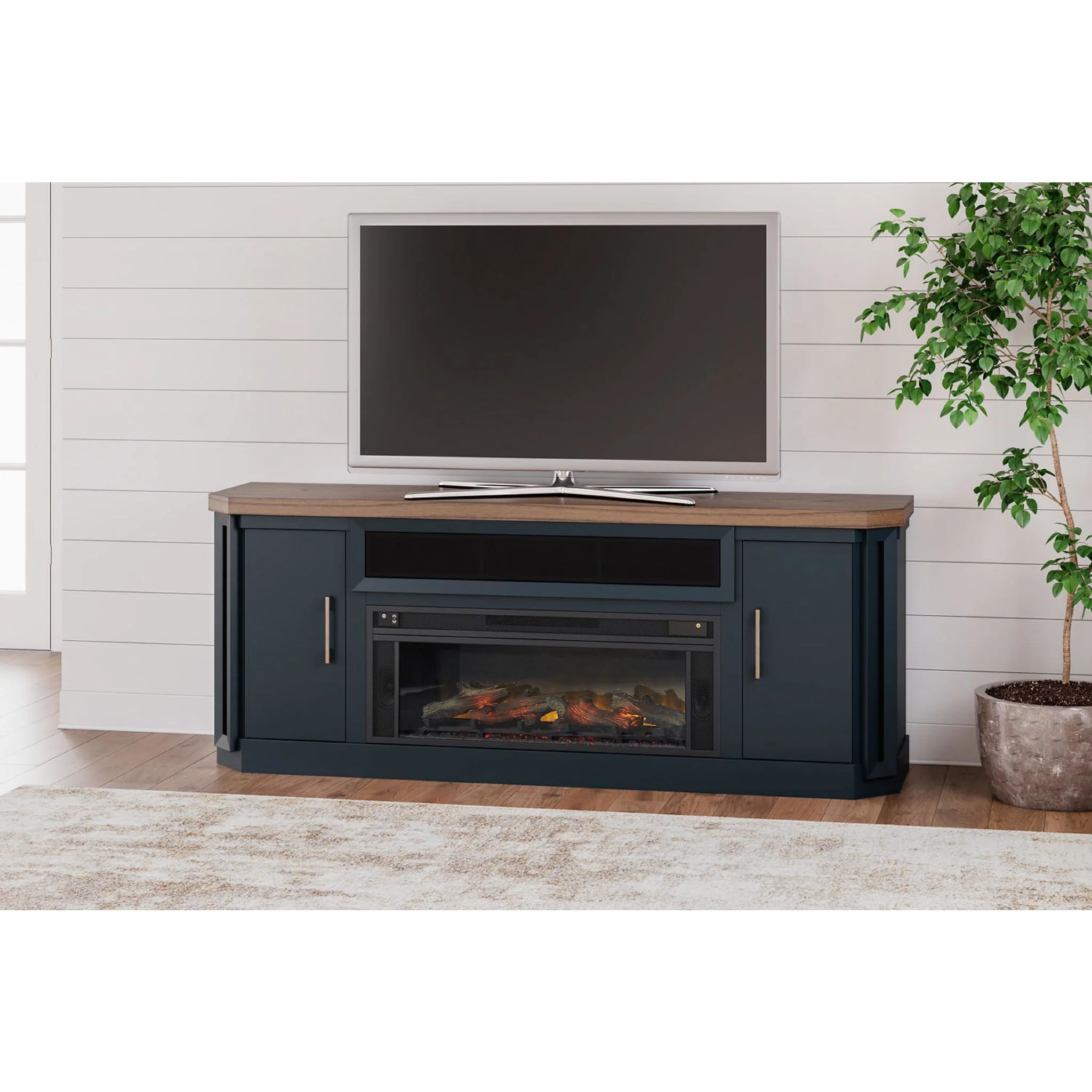 Landocken TV Stand with Fireplace - Two-tone - Image 5
