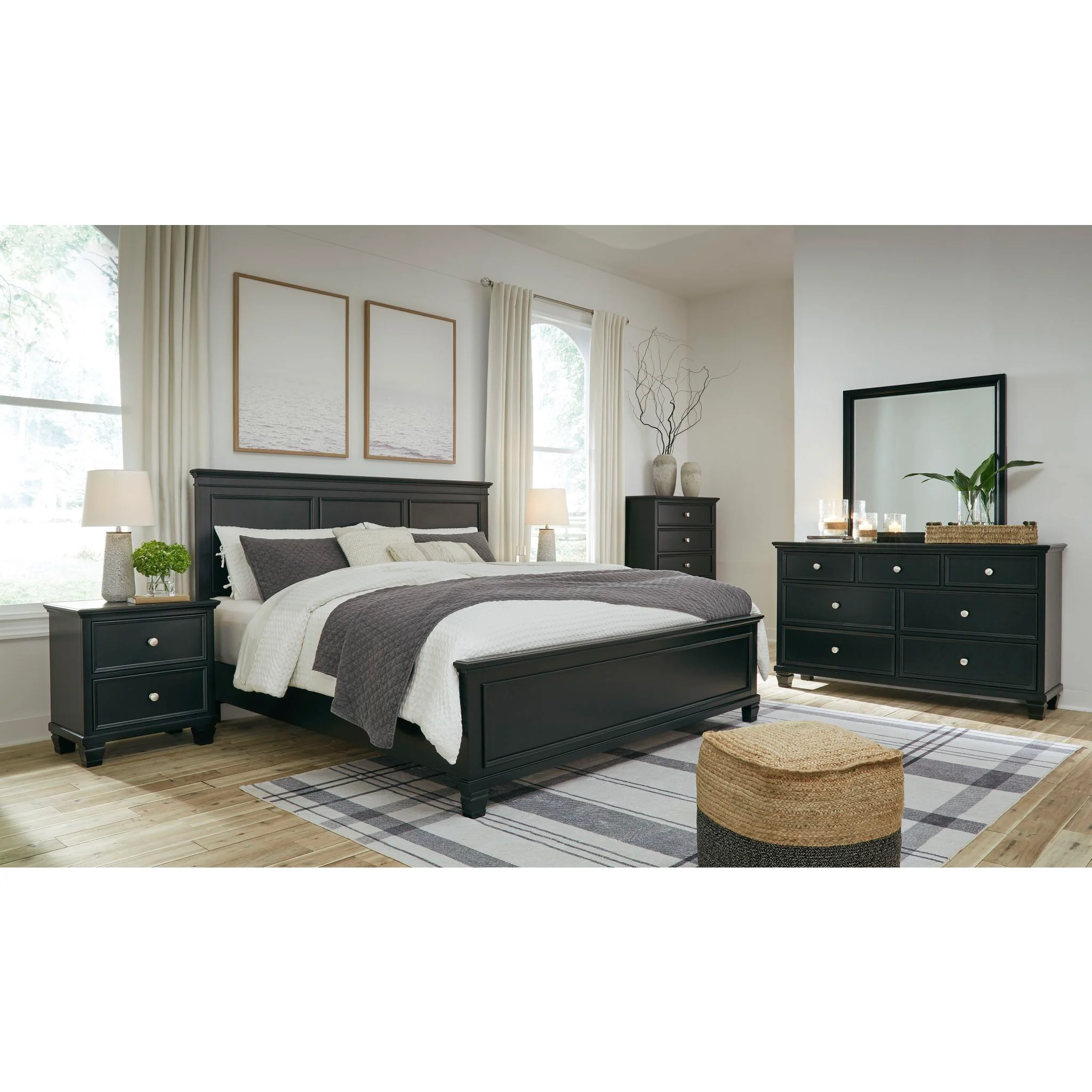 Lanolee 6 Piece Panel Bedroom - Black - Image 38