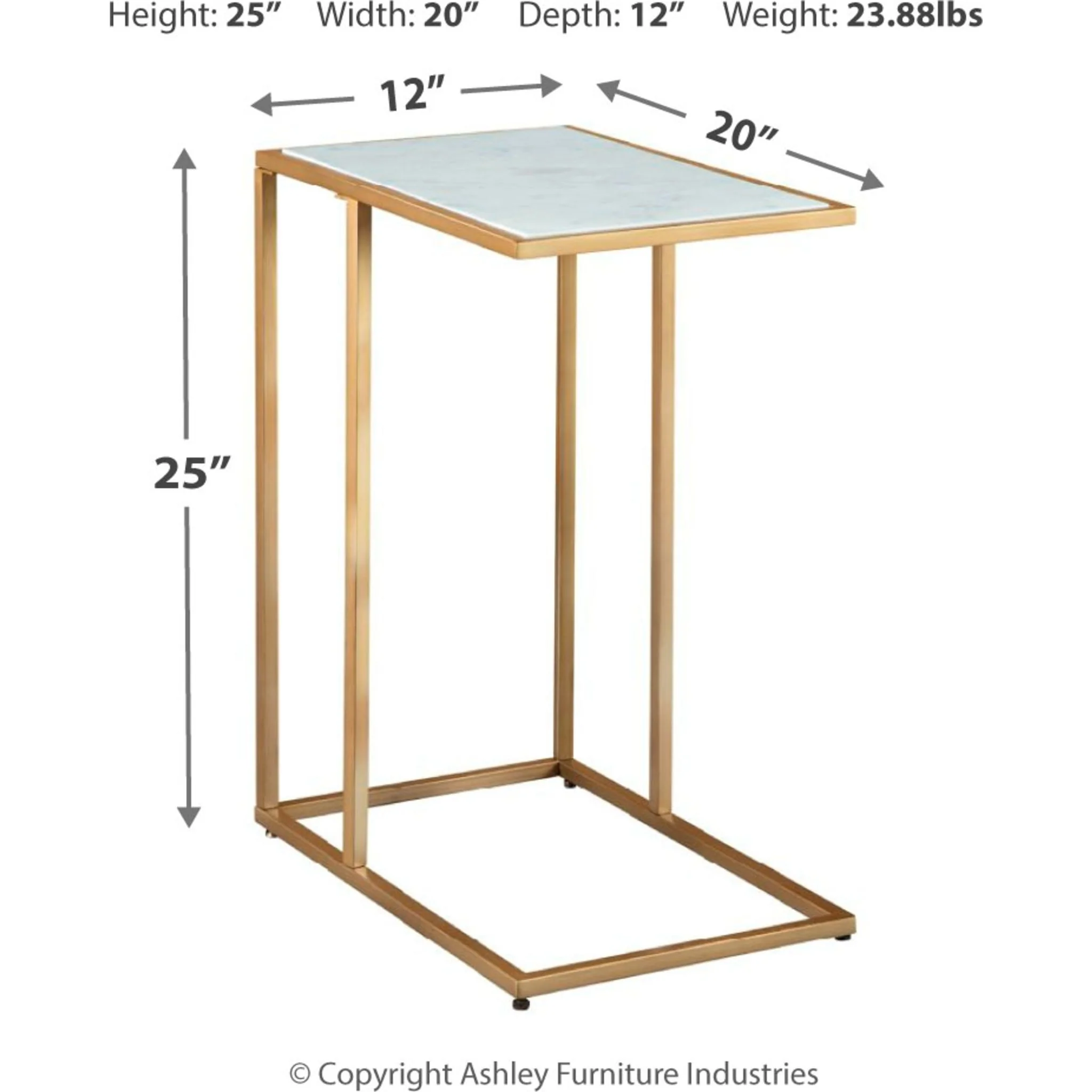 Lanport Accent Table - Gold Finish/White - Image 4
