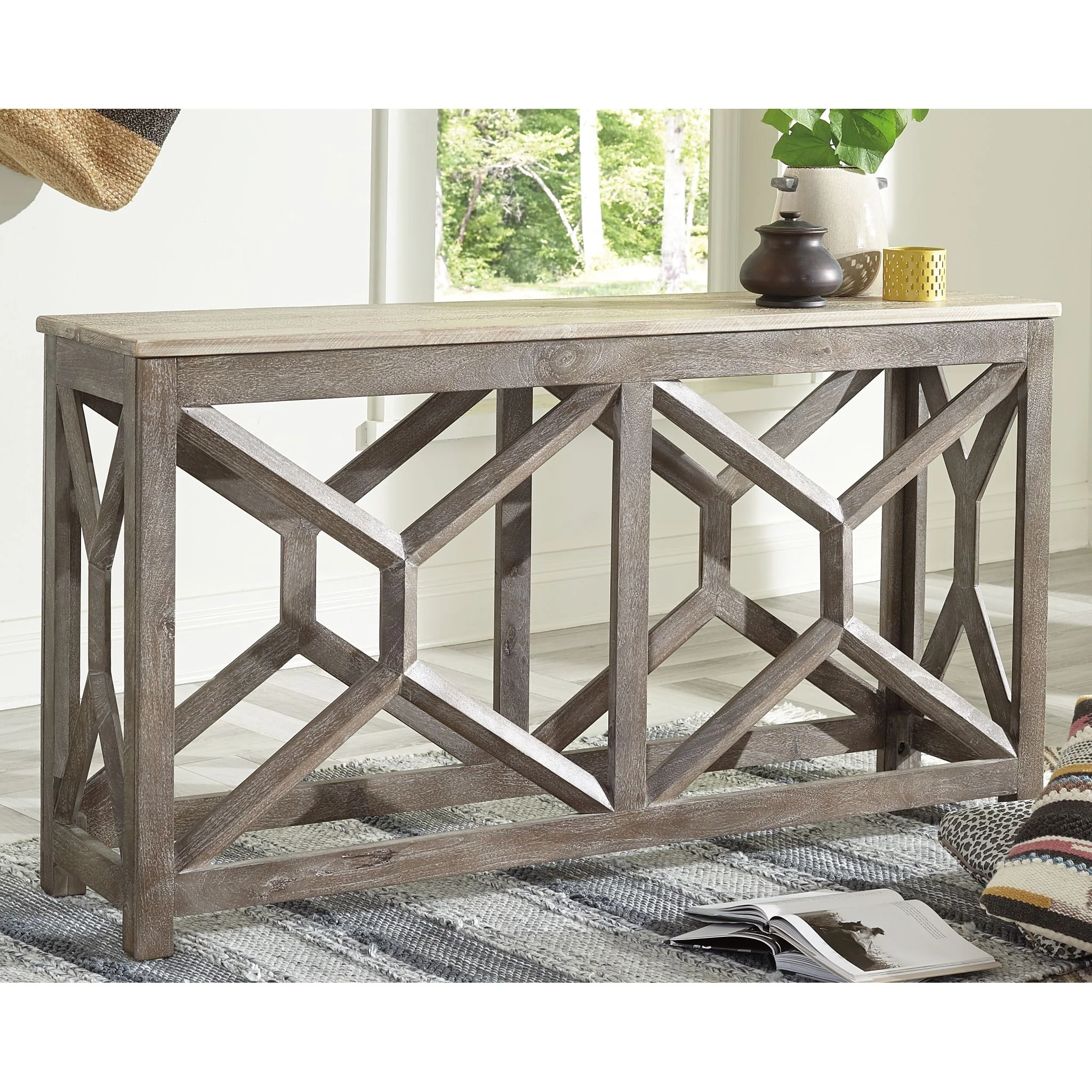 Lanzburg Accent Table - Antique Gray - Image 2