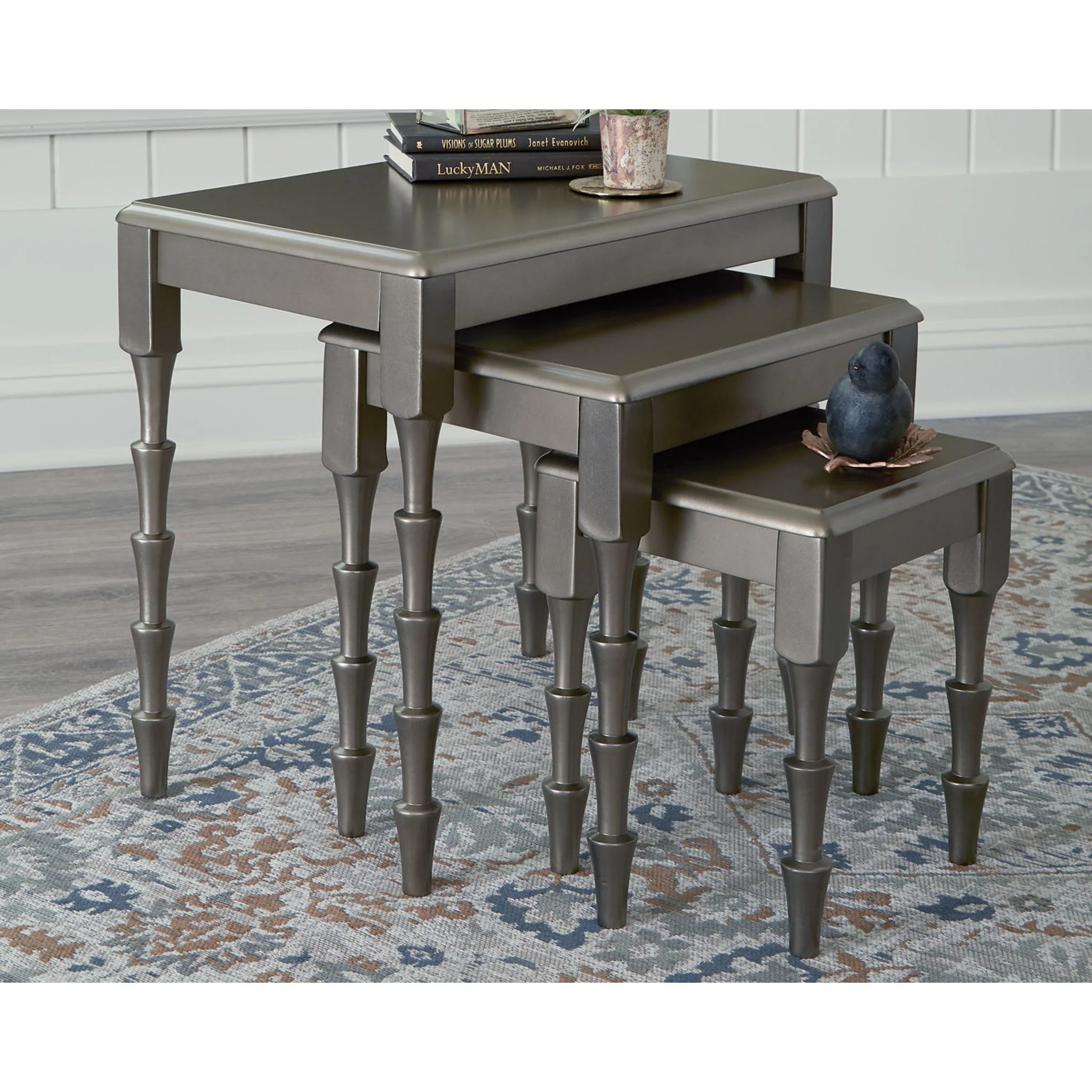 Larkendale Accent Table (Set of 3) - Metallic Gray - Image 10