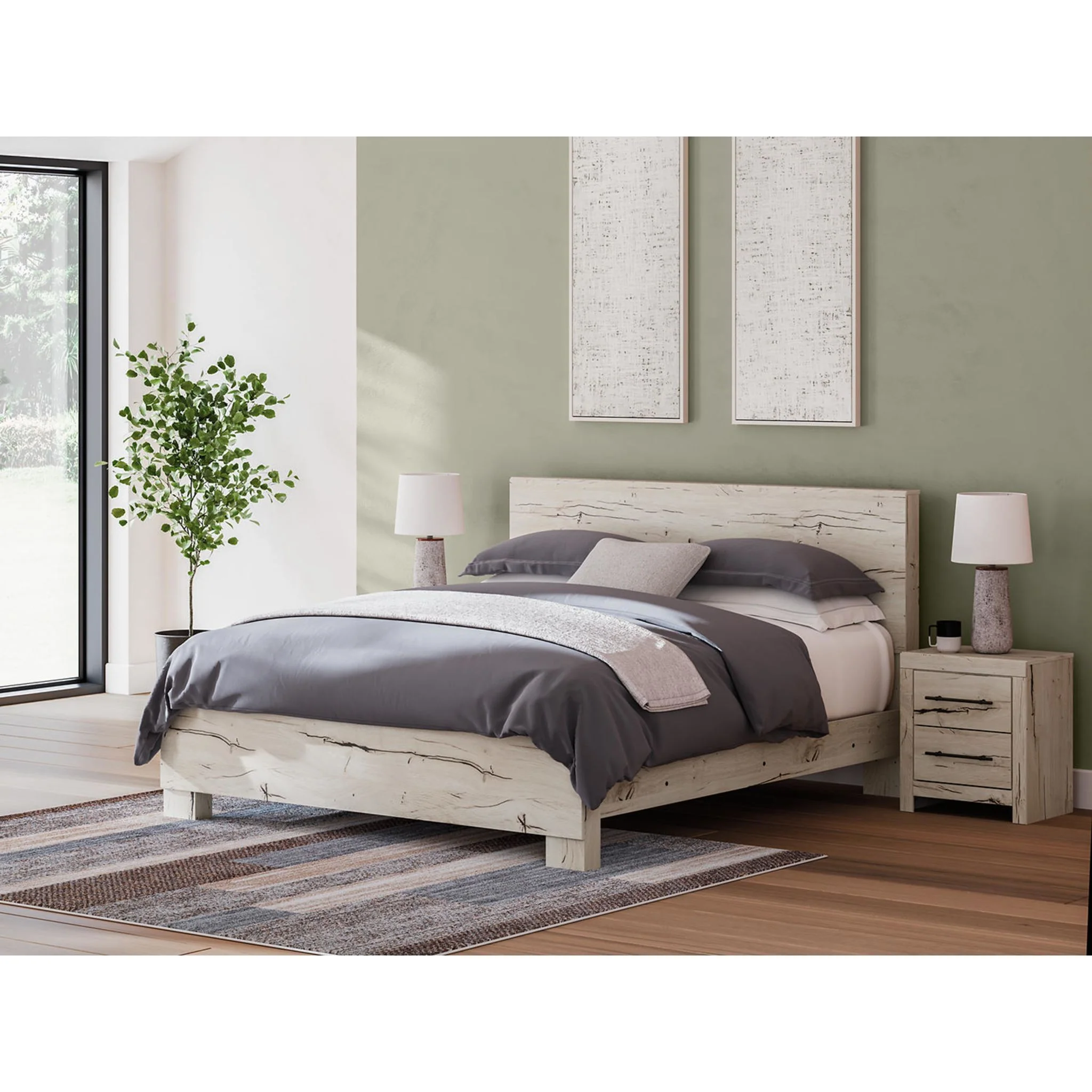 Lawroy 6 Piece King Panel Bedroom - Light Natural - Image 9