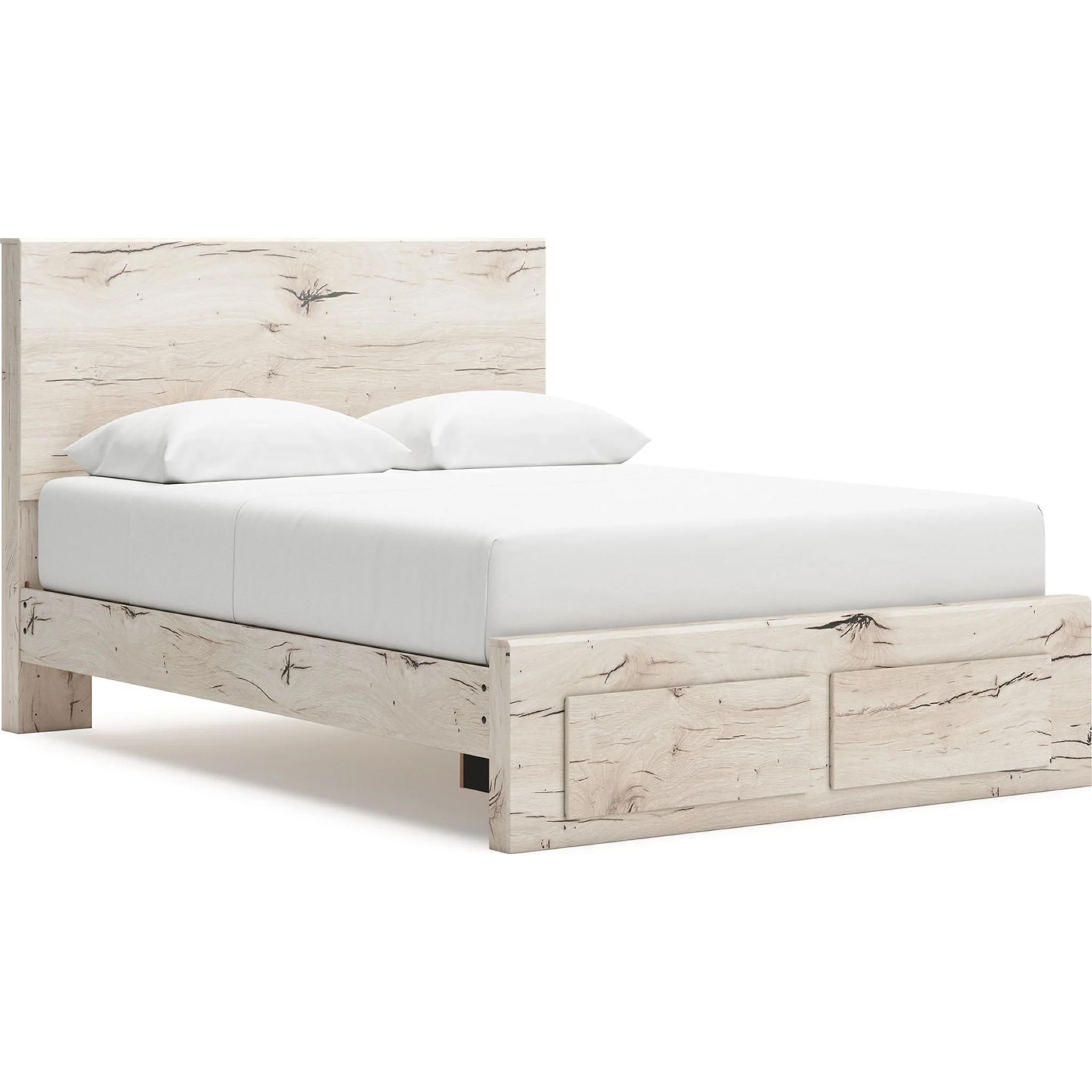Lawroy Platform Bed with Footboard Storage - Light Natural
