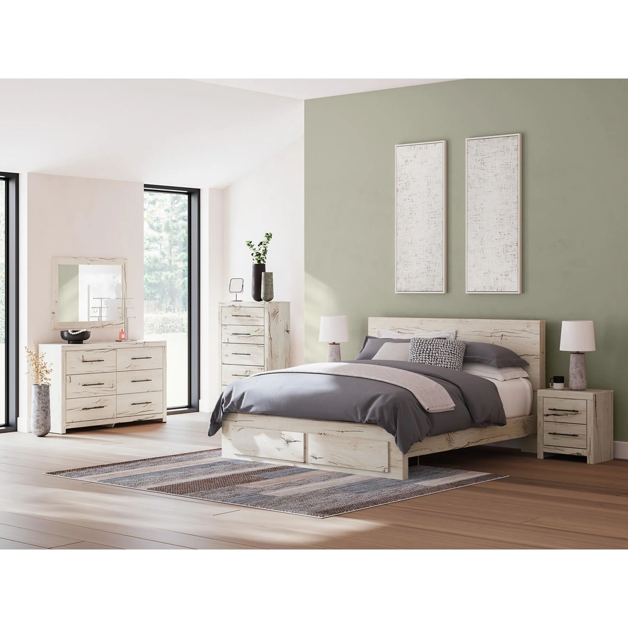 Lawroy Platform Bed with Footboard Storage - Light Natural - Image 32