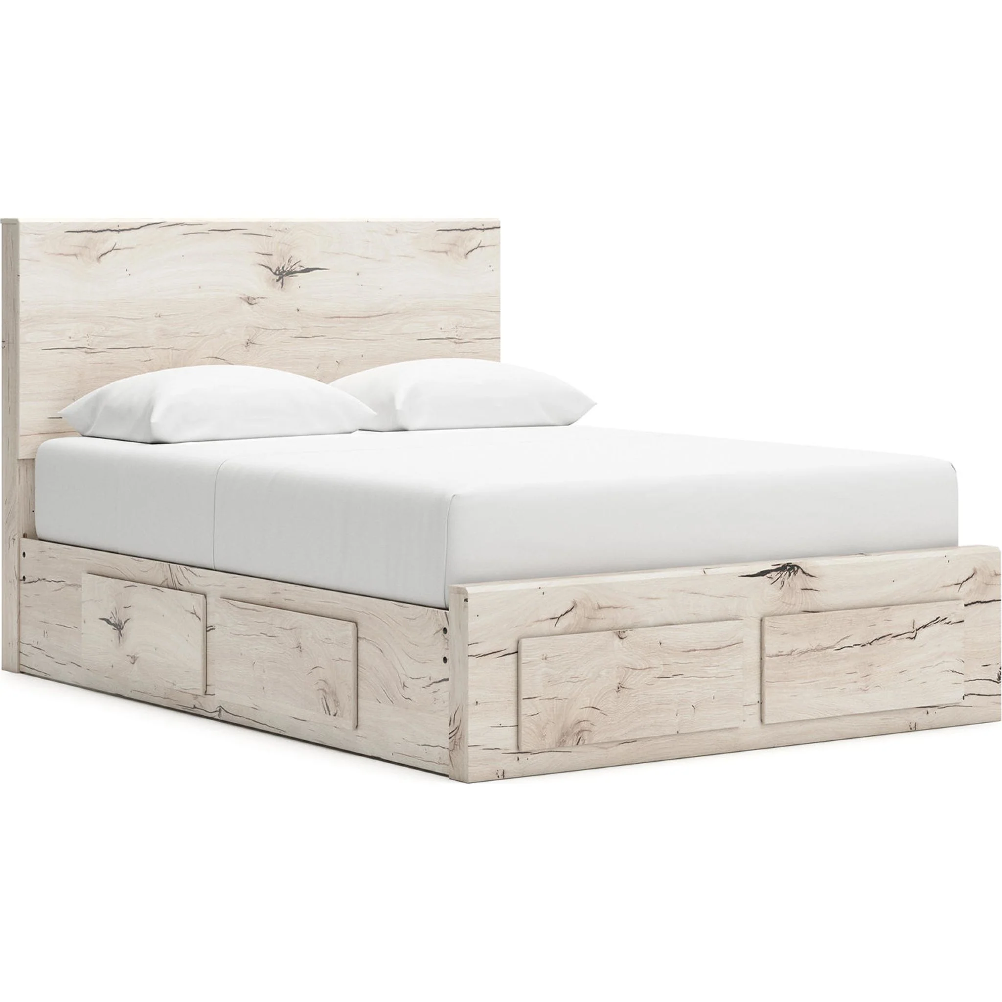 Lawroy Platform Bed with 6 Drawer Storage - Light Natural